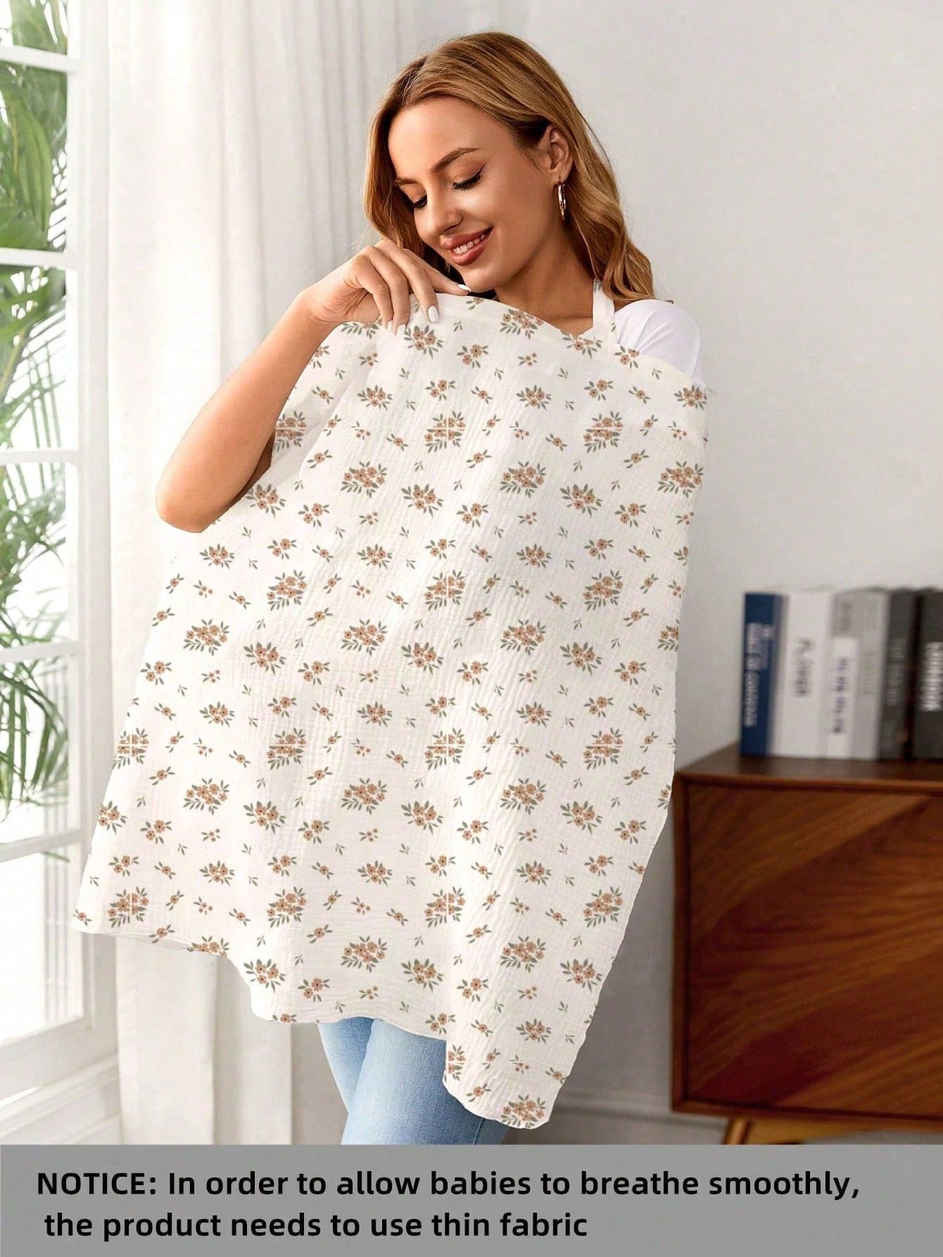 1pc Comfortable Breathable Multifunctional Nursing Cover, Anti-Peeping Pure Cotton Delicate Printed Nursing Scarf, Breastfeeding Shirt For Moms, Nursing Apron, Suitable For All Seasons