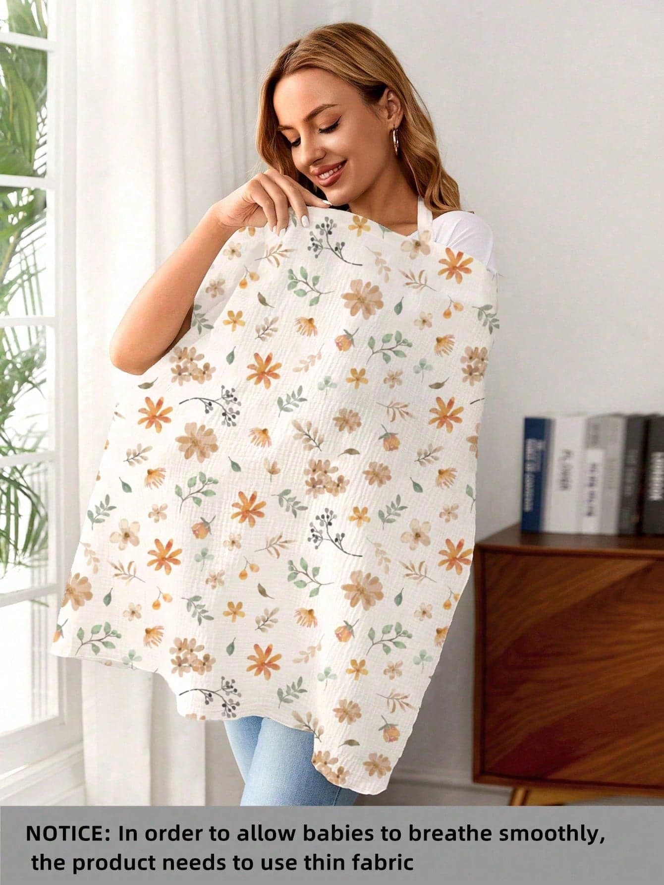 1pc Comfortable Breathable Multifunctional Nursing Cover, Anti-Peeping Pure Cotton Delicate Printed Nursing Scarf, Breastfeeding Shirt For Moms, Nursing Cover Up, Suitable For All Seasons