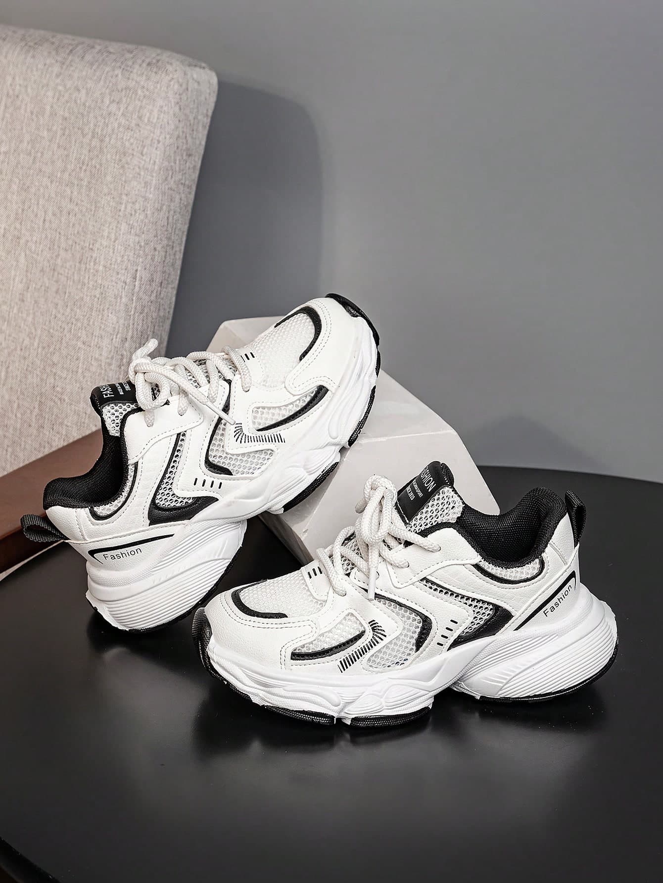 1 Pair Breathable Knit Fashion Sneakers For Boys & Girls, Thick Sole Comfortable Running Shoes For Teens