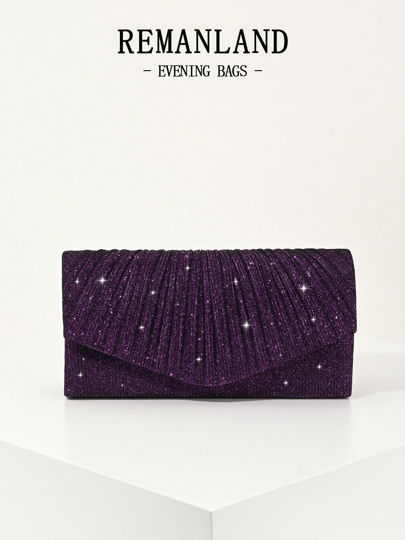 REMANLAND Mini Shiny Chain Folding Pleated Square Clutch Bag, Rhinestone Embellished Evening Bag, Perfect Match For Women's Ball Gown, Ball Accessories, Sequin Dress, Shiny Dress, Elegant Dress, Elegant Ball Bag, Perfect For Bridesmaids, Suitable For Wedding Reception, Party, Wedding, Ball, Banquet/Gala Occasions.