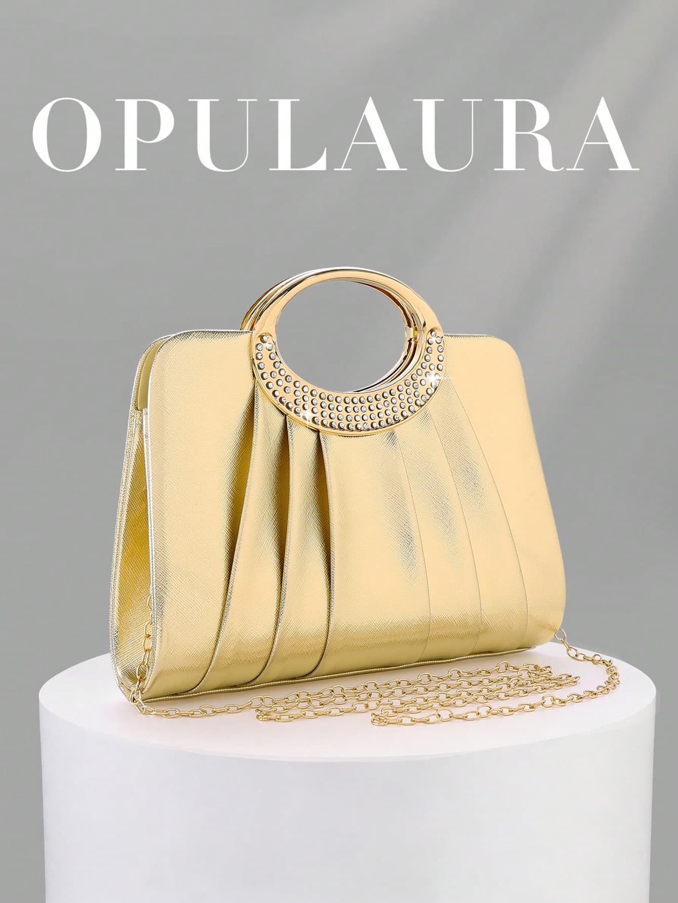 OpulAura Women's Fashion Sparkling Crystal Rhinestone Evening Clutch Bag, Glittering Luxury Diamond Studded Formal Dress Handbag, Suitable For Gala, Party, Birthday, Wedding As Gift