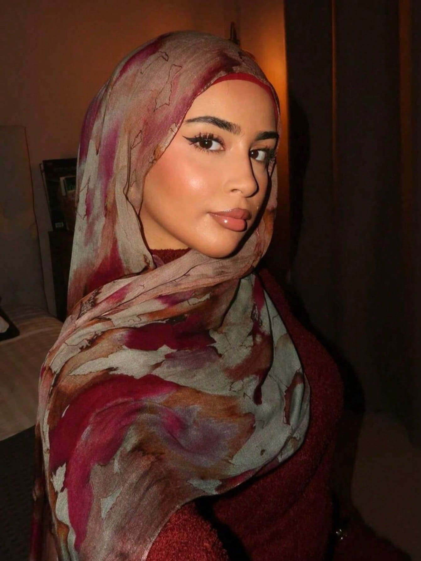 1pc Women's Bohemian Watercolor Print Scarf, Multicolor Sunscreen Shawl, Elegant Versatile Daily Wrap, Beach, Holiday, Travel Essential