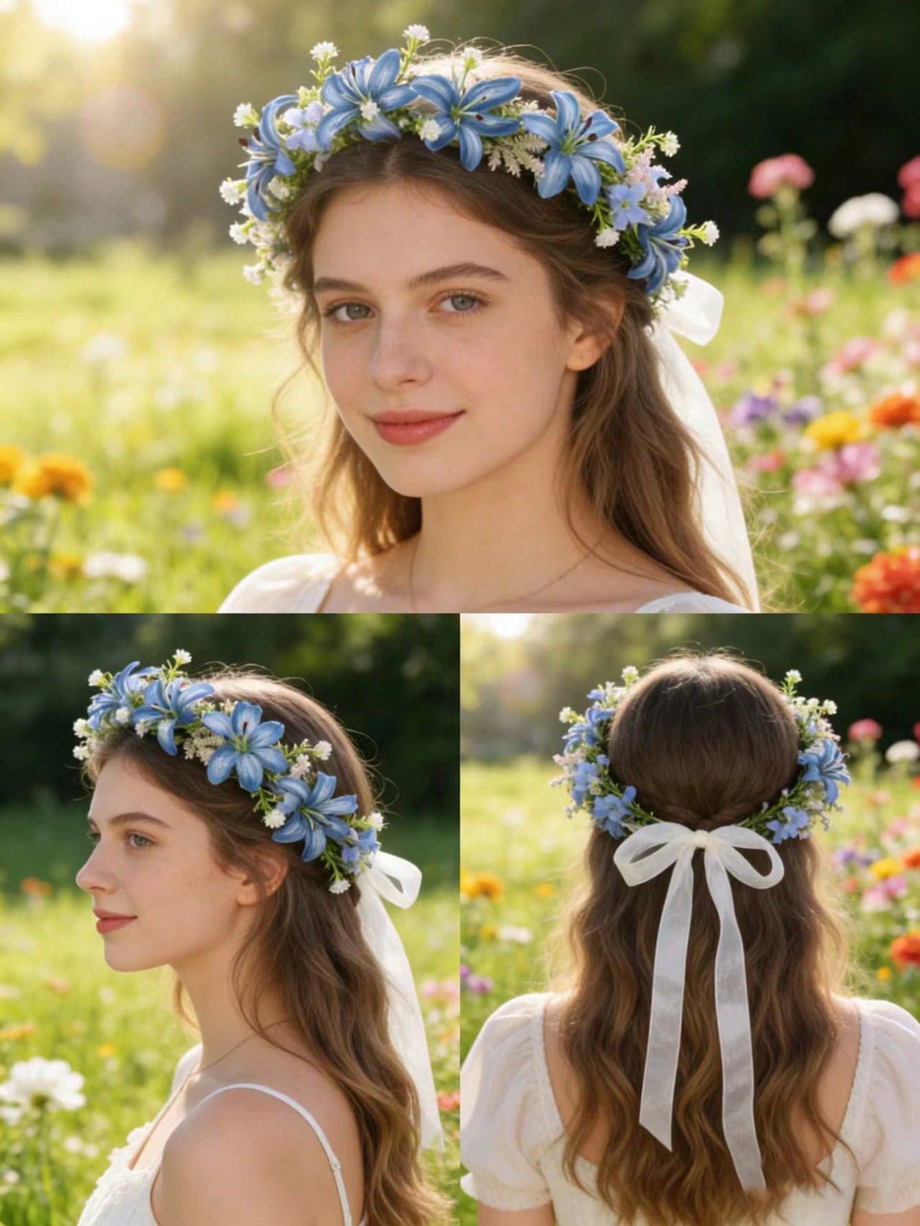 1pc New Arrival Floral Headband, Vintage Bohemian Travel Holiday Artificial Flower Wreath Headpiece