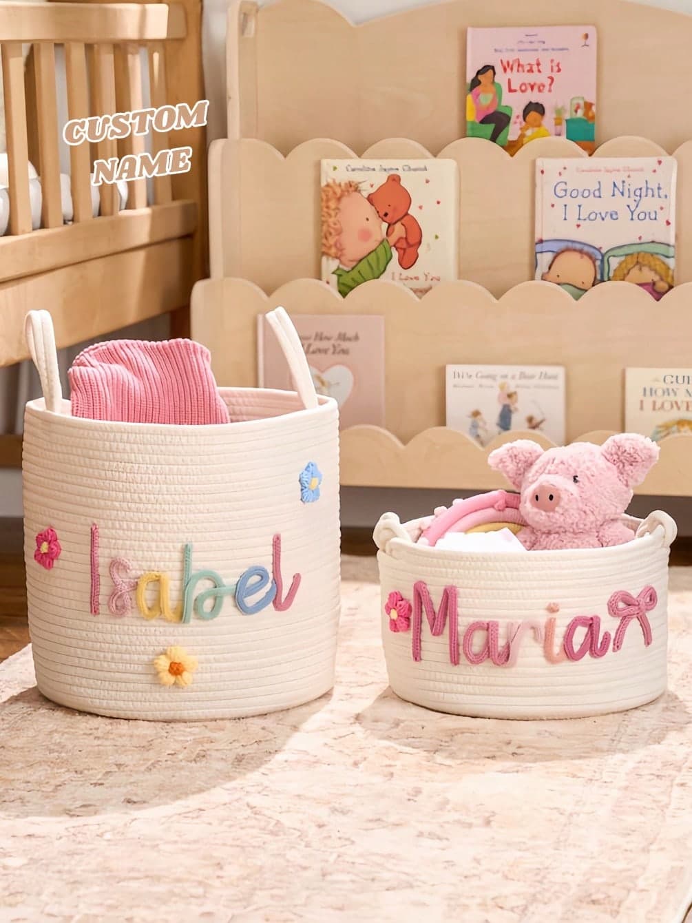 Christmas Gift, Baby Gift, Baby Shower Gift, Baby Basket, Weaving Craft, Toy Storage, Personalized Gift, Nursery Decor