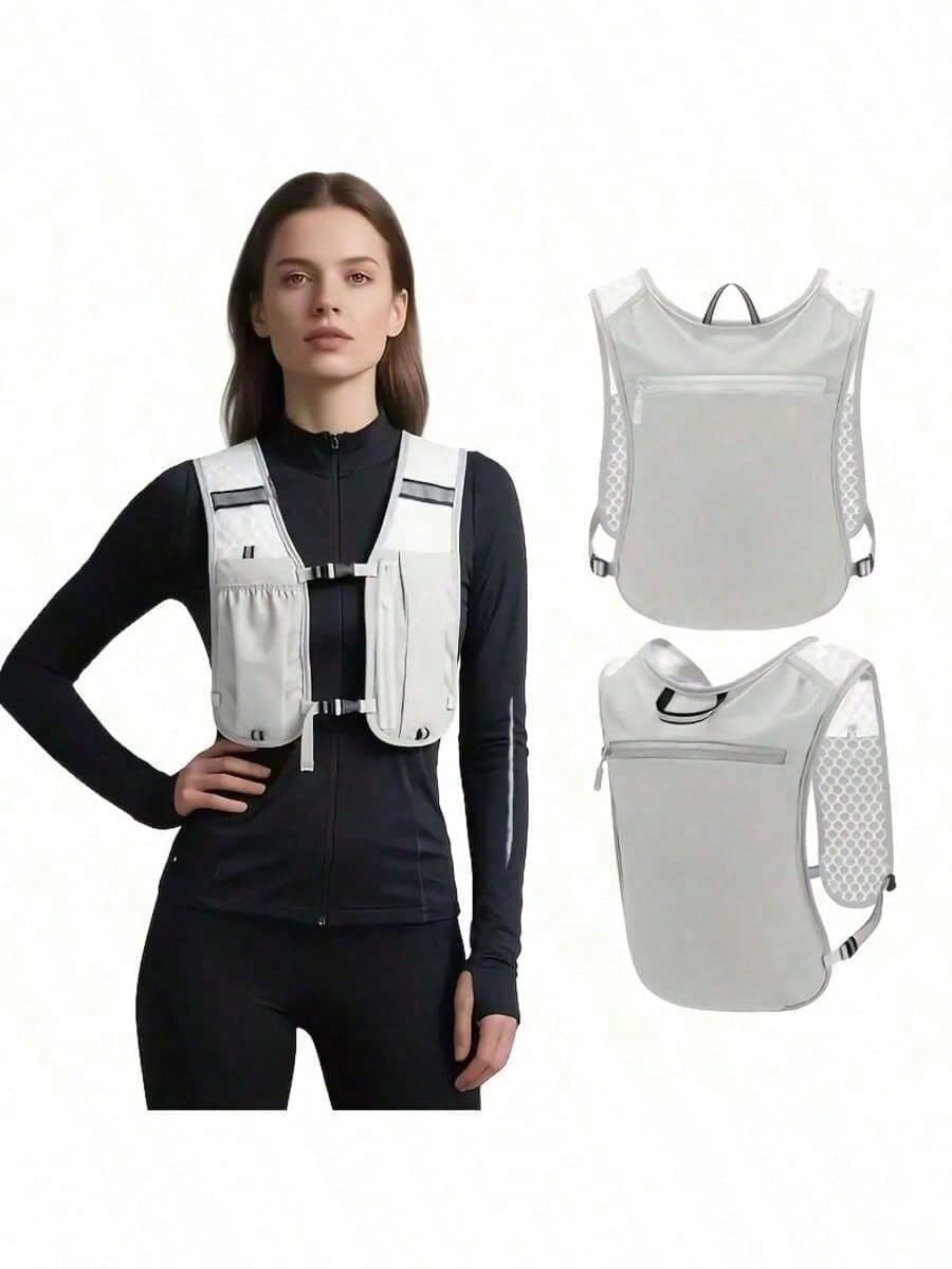 Lightweight Reflective Running Water Bottle Vest With Phone Holder, Cycling Backpack