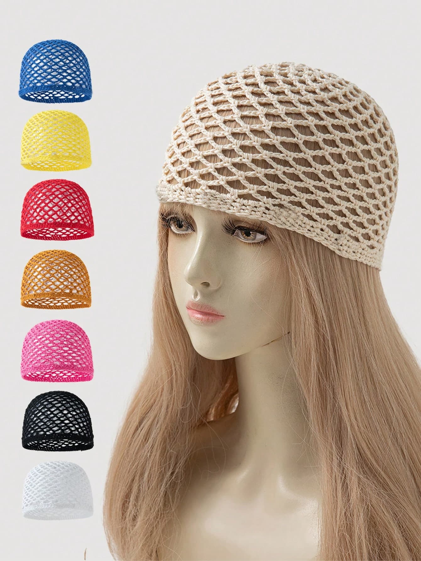1pc Or 2pcs/Set Women's Fashion Spring/Autumn Thin Mesh Hollow Handmade Crochet Beanie Hat, Suitable For Bohemian Style Daily Outfits