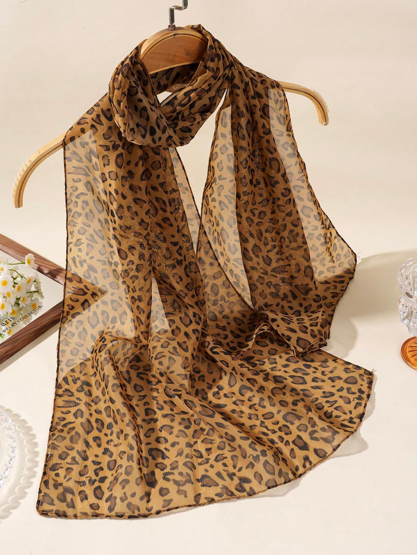 1pc Women's Comfortable Breathable Thin Leopard Print Scarf/Headband, Suitable For Travel, Beach, Gathering,Holiday