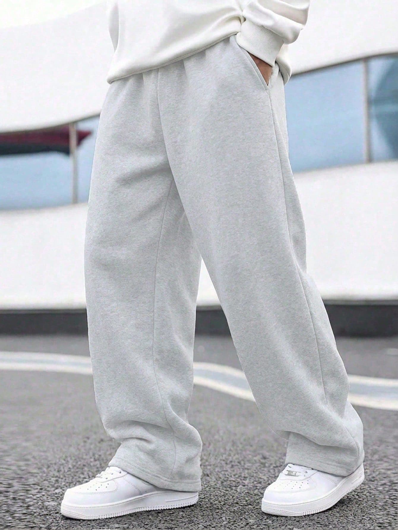 1pc Boys' Loose Fit Thermal Lined Thick Warm Straight Leg Sweatpants, Spring/Autumn/Winter