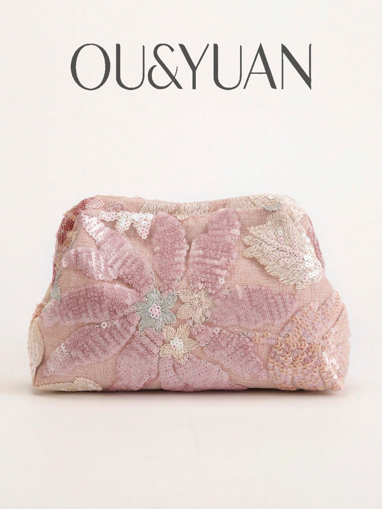 Women's Bohemian Floral Embroidered Sequin Clutch Bag, Vintage Luxurious Random Pattern Evening Handbag, Suitable For Summer Vacation, Wedding And Party
