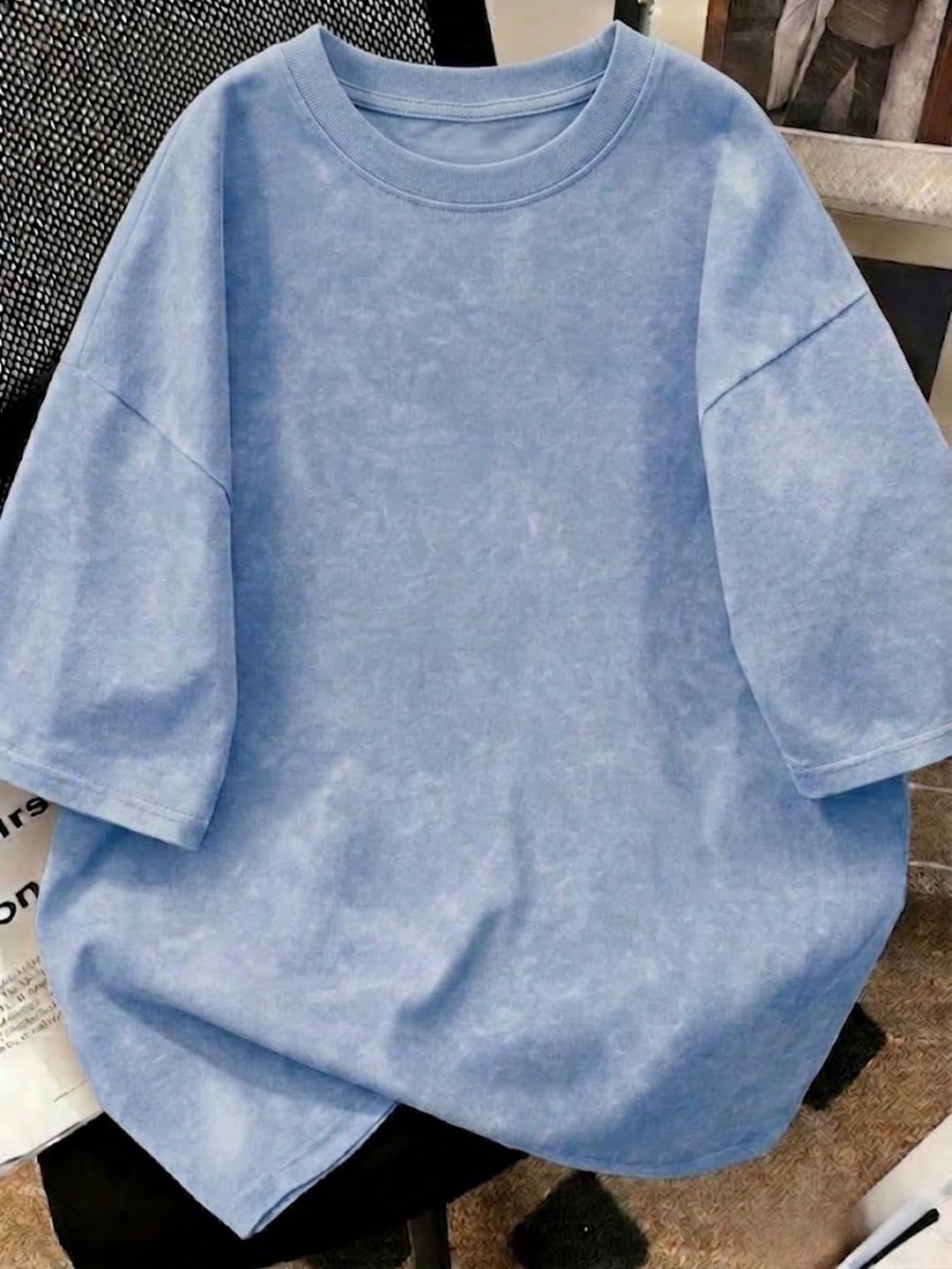 1pc Women's Fashion Summer Round Neck Loose Casual Short Sleeve T-Shirt Top, Washed Tie-Dye Fabric, Suitable For Street, Office, College, Daily, Dating, Gathering, Party And Other Occasions. Women's Elegant Top, Loose Casual Top, Vacation Retro Y2K Top