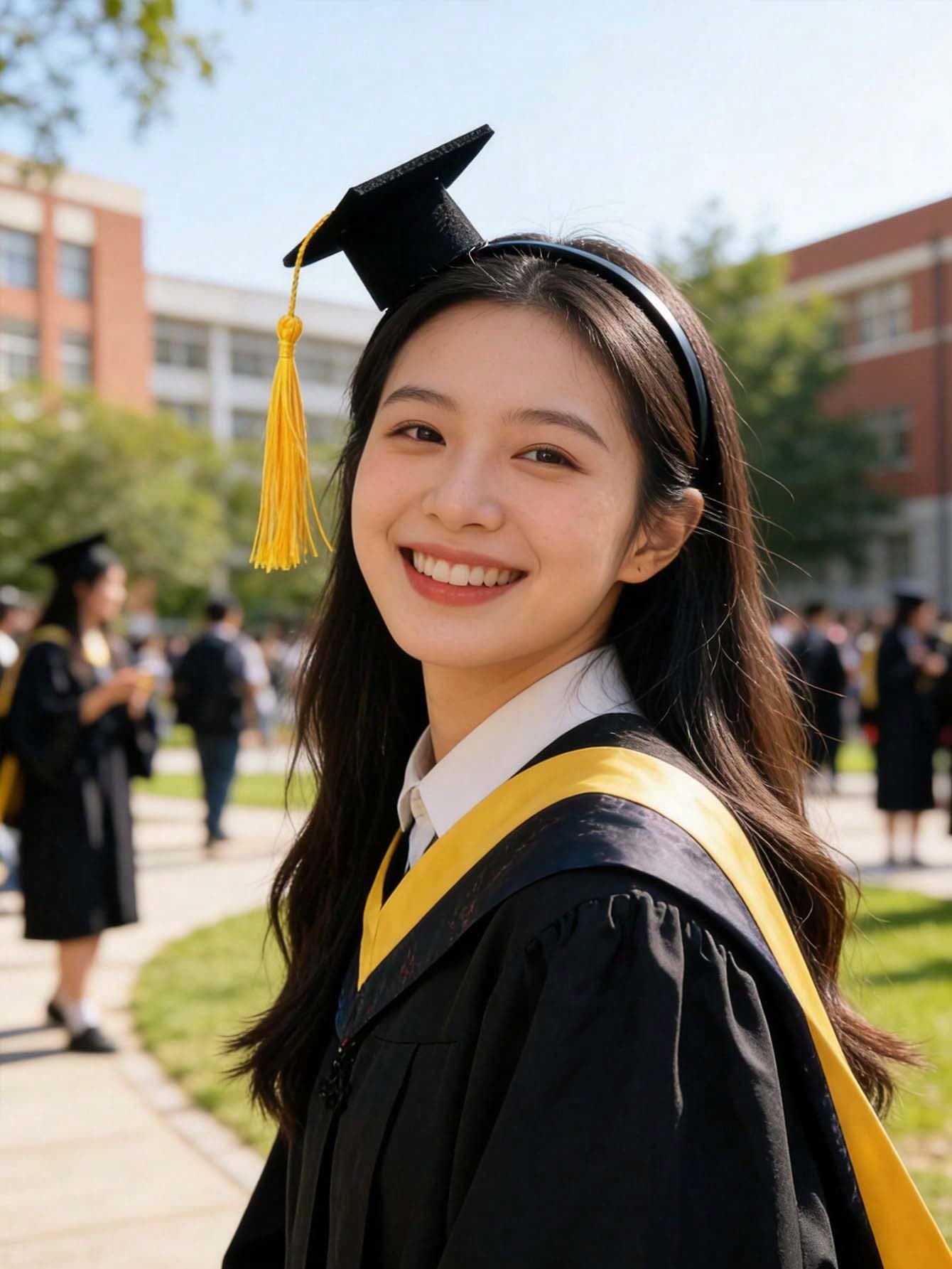 1/5pcs/Set High-Quality Adult Graduation Cap Headband - Neutral Black Graduation Cap (With Tassel); Suitable For Graduation Ceremonies, Parties, Cosplay And Photo Props; Perfect For Costumes And Gifts.