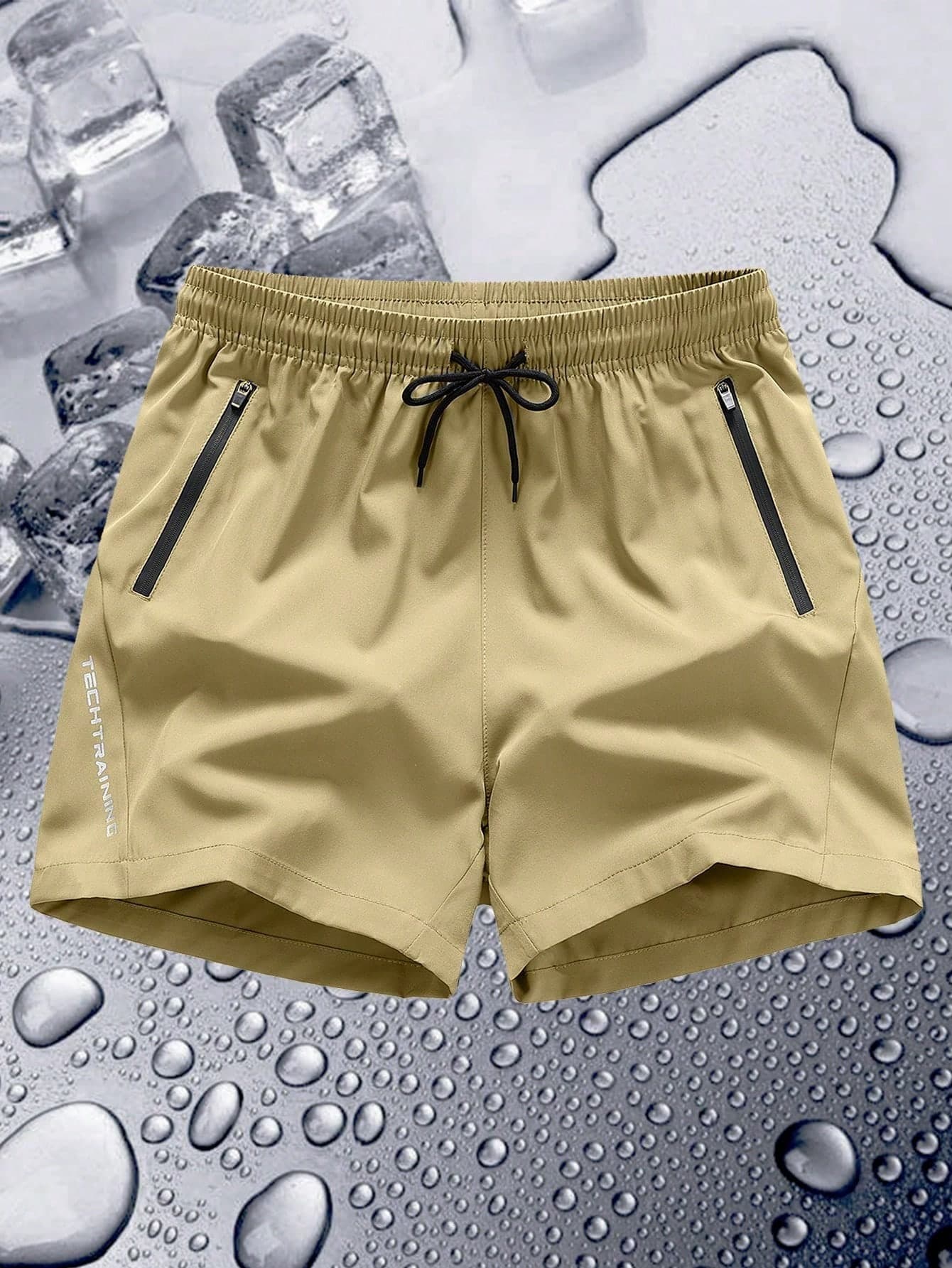 Tween Boys' Outdoor Sports Shorts, Moisture-Wicking, Breathable, Elastic Waist, Zipper Pockets, Suitable For Daily Wear