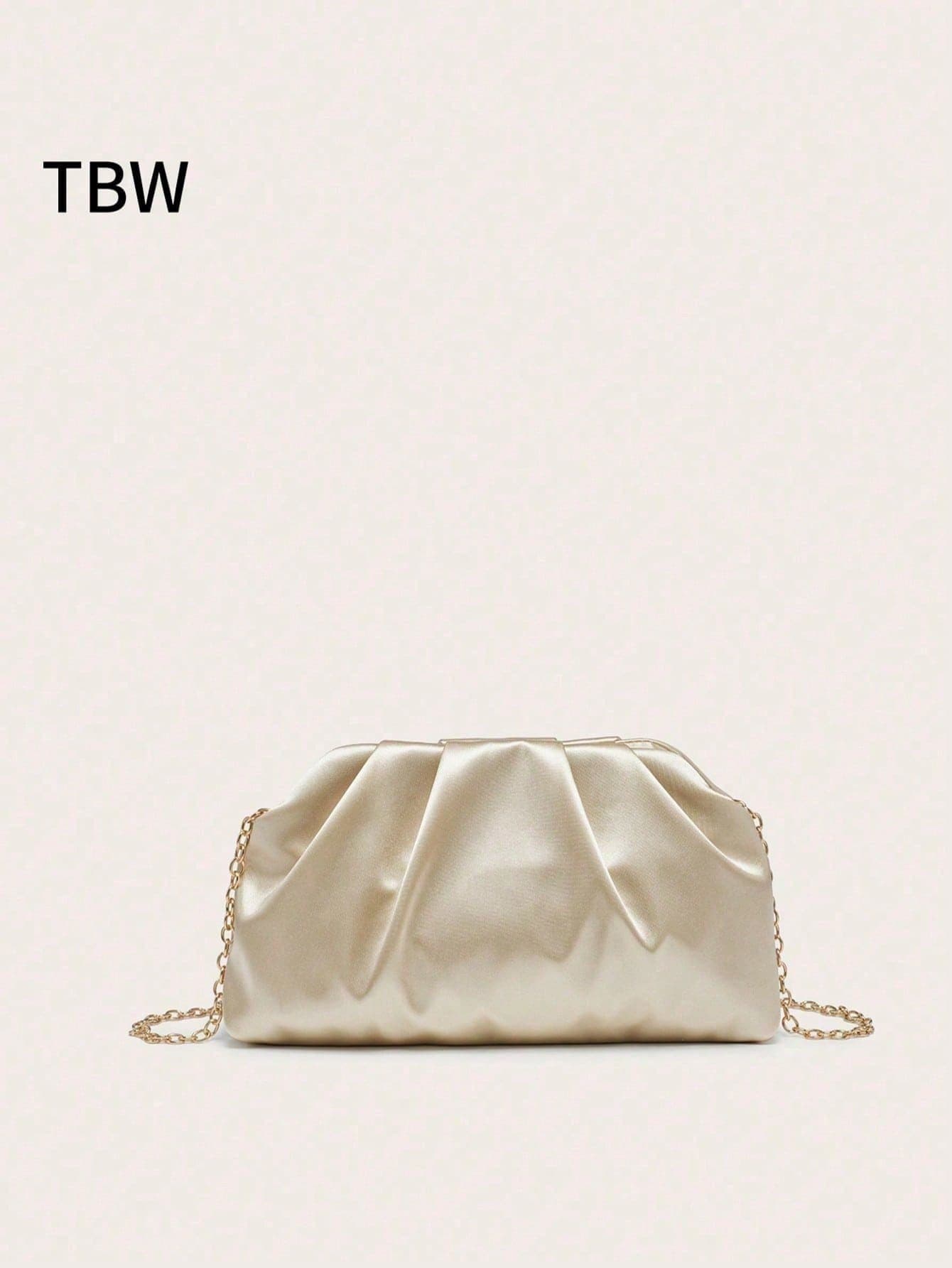 Women's Crossbody Bag, Square Bag, Pleated Silk Satin Texture, Pleated Feel, Lightweight And Fashionable, Metal Chain, Suitable For Evening Outings And Shopping.