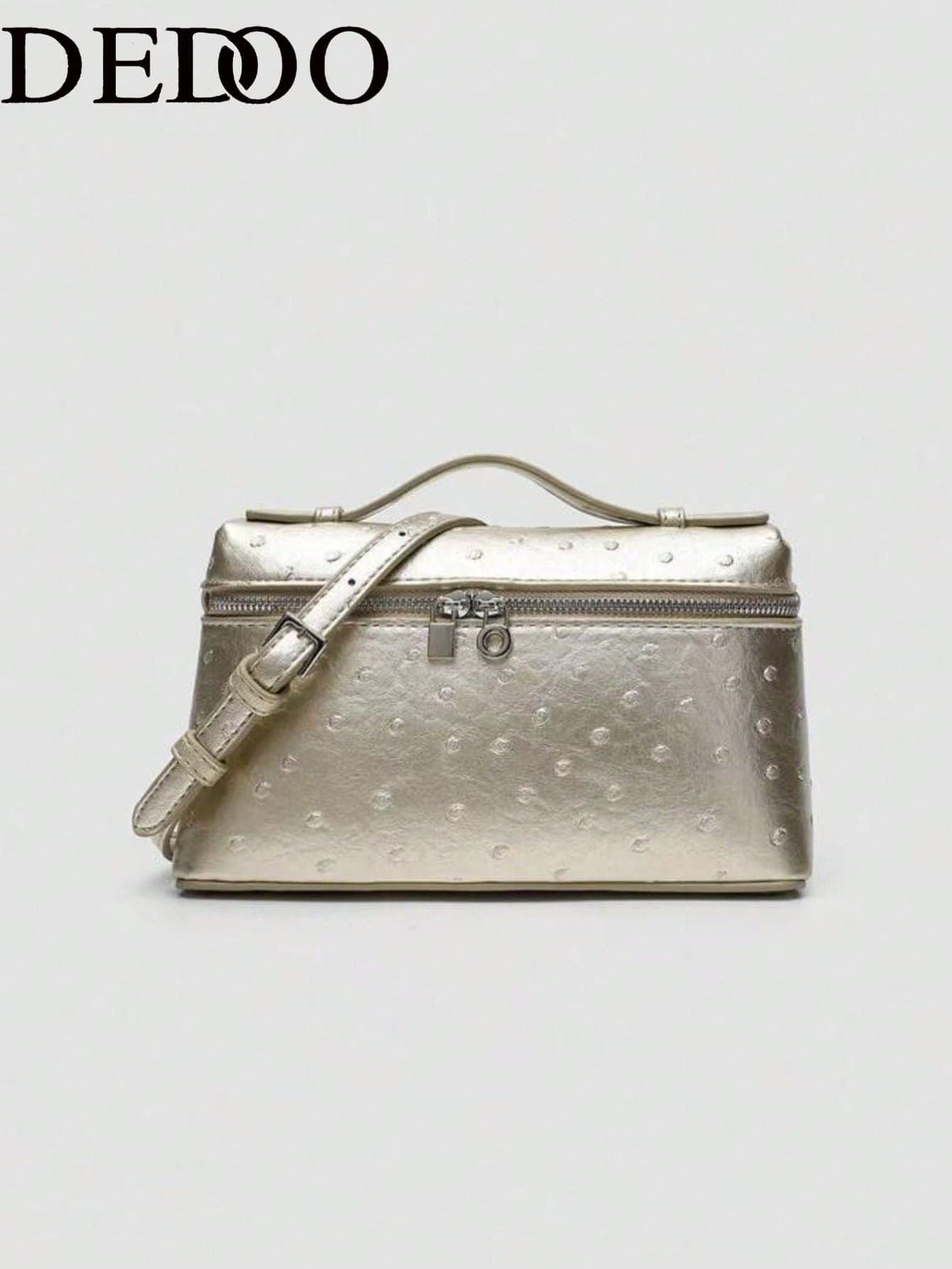 Dedoo 1pc Solid Color Ostrich Embossed PU Square Crossbody Bag, Suitable For Women's Daily Fashion Matching, Outings, Shopping, Parties, Elegant Lady Handbag, Women's Commuter Bag, Ideal Valentine's Day Gift Choice, Comfortable And Fashionable, Stylish Handbag, Personalized Gift Choice, 2025 Accessory, Suitable For Various Occasions Fashion Style, High-End Luxury Feel, Rebellious Party Bag, Perfect For Parties, Weddings, Balls, Galas, Elegant Lady Bag