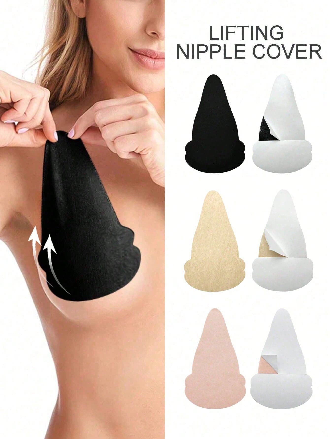 10-2pcs Seamless Lifting Breast Pads, Non-Woven Fabric Material Anti-Sagging & Push-Up Design, Black Gourd-Shaped Non-Woven Breast Pads, Suitable For Large And Plus Size Women, Sexy & Discreet, Soft Coverage, Prevent Exposure, Push-Up & Lift Breasts