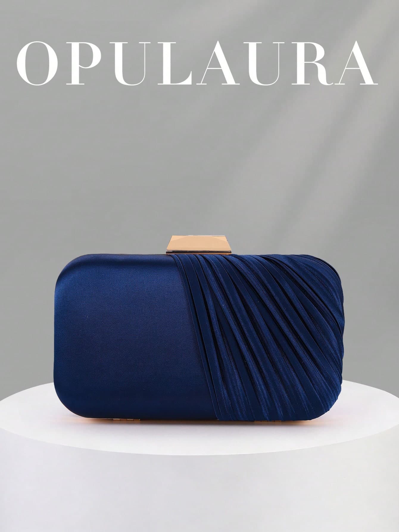 OpulAura Vintage Elegant Satin Clutch Bag, Pleated Design Fashion Evening Dress Purse, Charming & Refined Formal Party Handbag, Luxury Box-Shaped Small Bag, Suitable For Party/Wedding/Formal Occasion Dinner, With Chain Strap For Shoulder Or Crossbody Wear