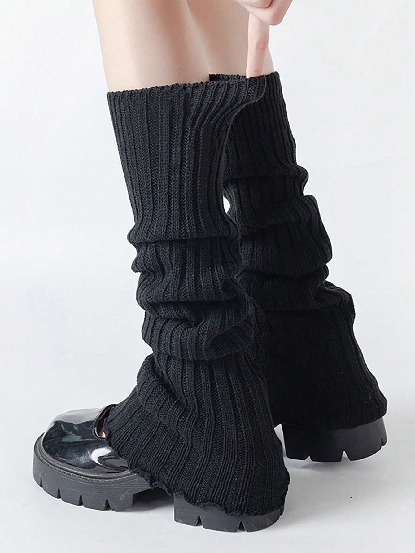 1 Pair Black / 2 Pairs Black & White Fashion Women Ruffle Loose Leg Warmers, Comfortable & Warm For Autumn/Winter