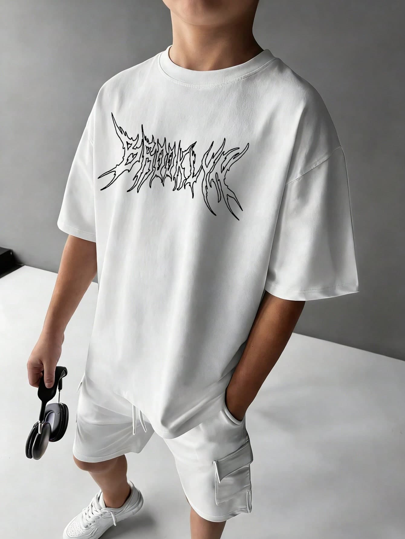 1pc Boys' Casual Printed Round Neck Short Sleeve T-Shirt, Summer Student Youth Clothing - Colorful English Letter Printed T-Shirt Brings Joy And Happiness To Every Child!