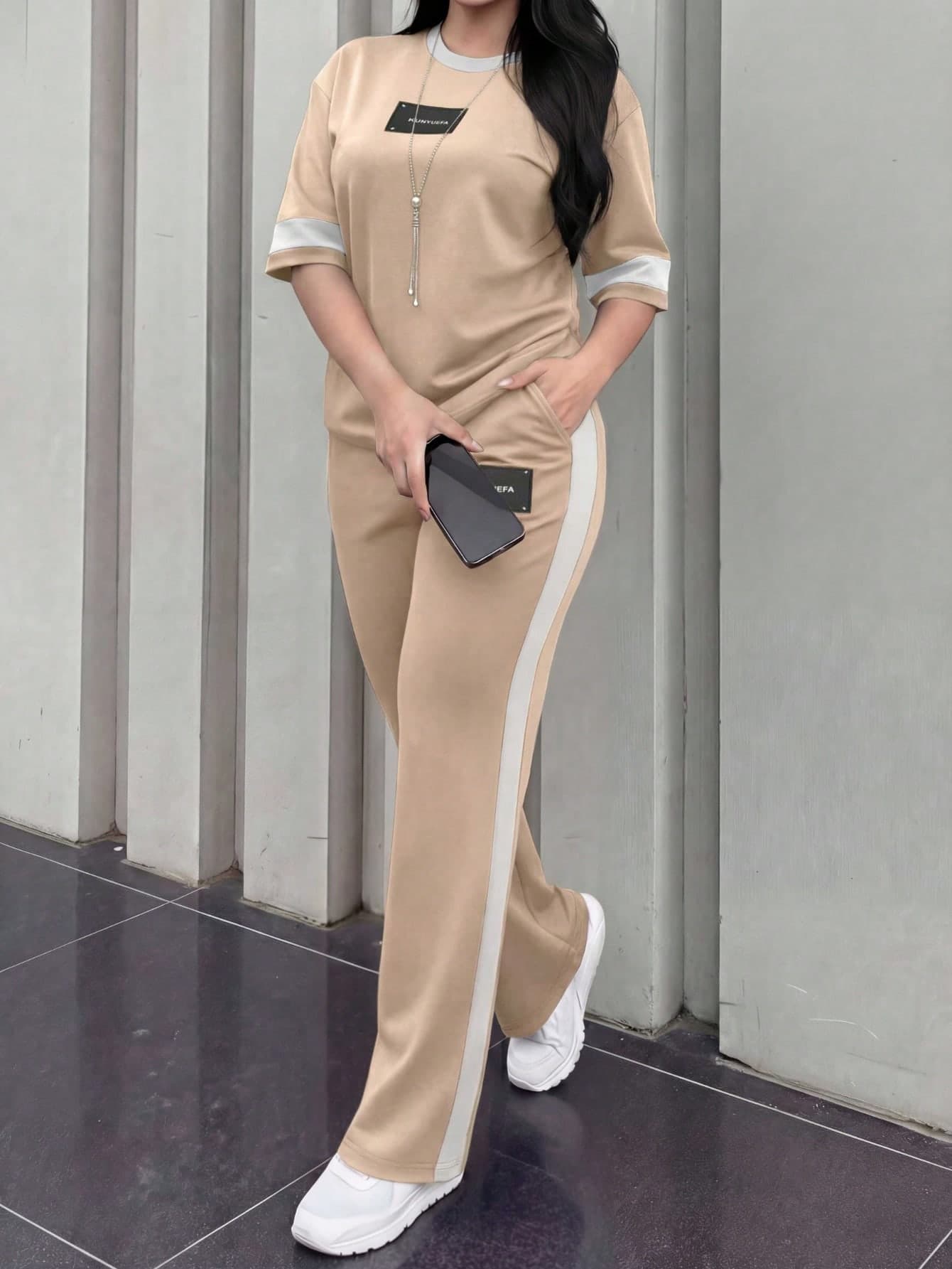 Women's New Round Neck Short Sleeve T-Shirt And Elastic Waist Loose Pants 2 Pieces Set, Casual Daily Wear, Spring/Autumn Summer Elegant