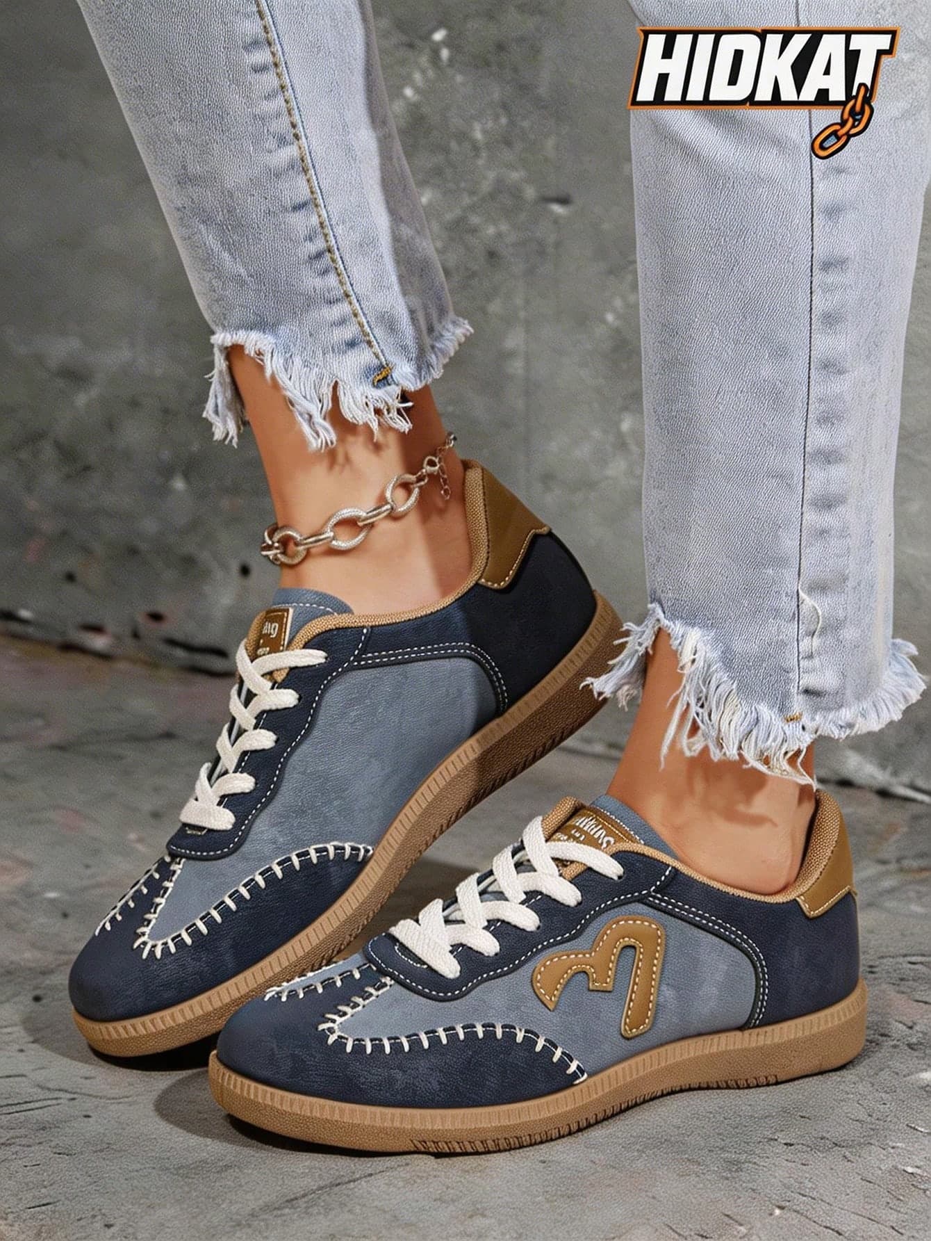 Hidkat Women's Summer Trainers, 2025 Spring New Lightweight Casual Flat Soft Bottom Patchwork Sneakers