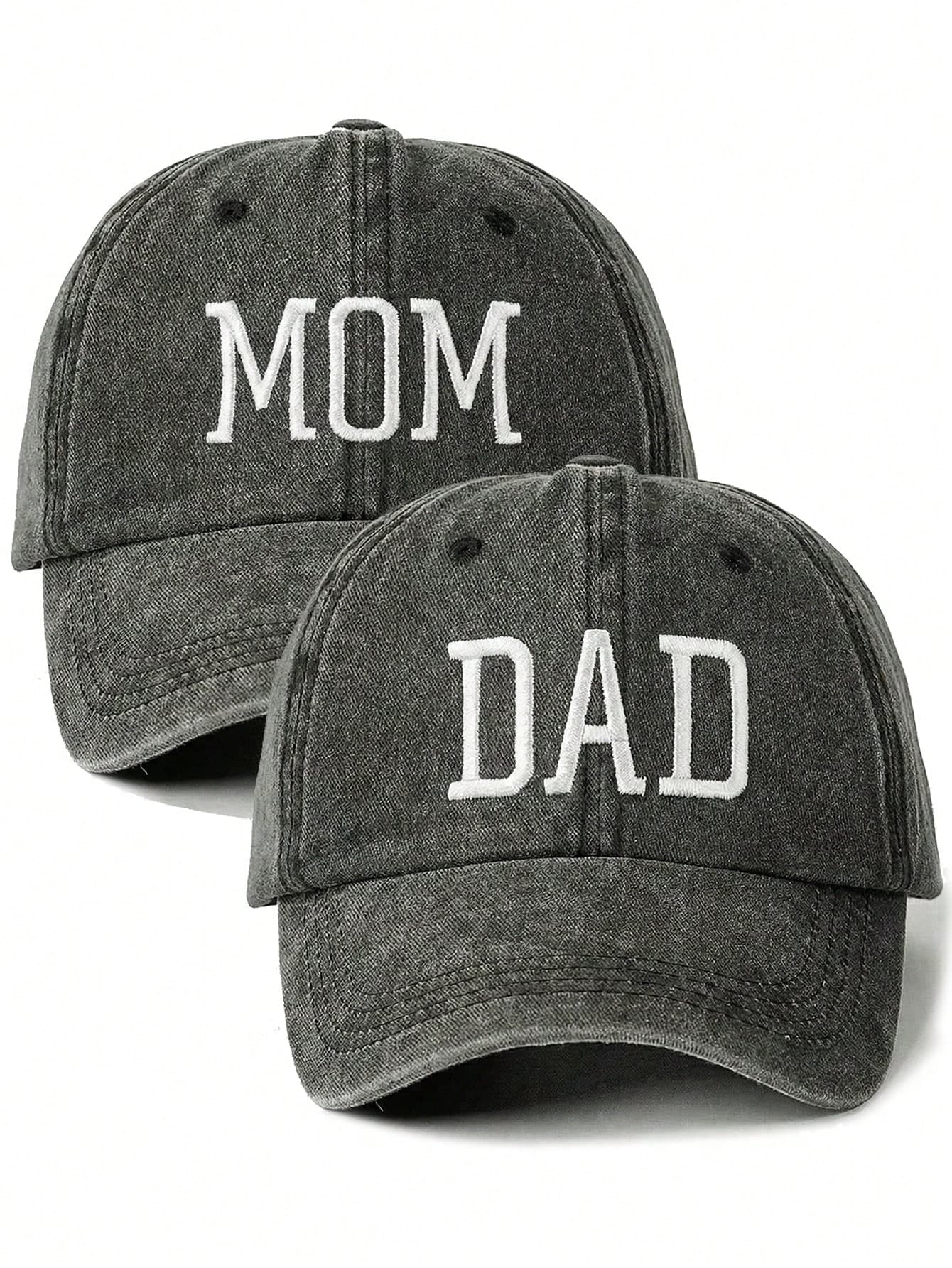 BONNY BOOM 2pcs "Dad Mom" Couple Baseball Cap, Unisex, Sporty Style, Suitable For Spring, Summer, Autumn, Winter, Gift For Parents
