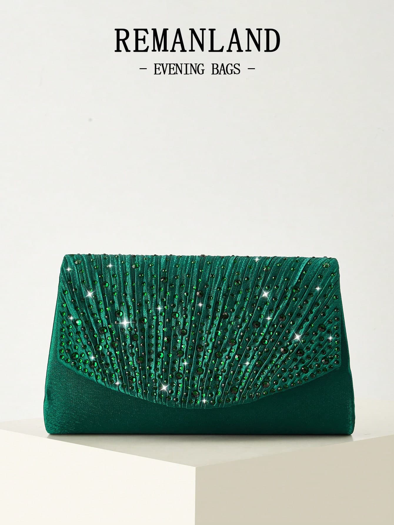 REMANLAND Mini Shiny Chain Folding Pleated Square Clutch Bag, Rhinestone Embellished Evening Bag, Perfect Match For Women's Ball Gown, Ball Accessories, Sequin Dress, Shiny Dress, Elegant Dress, Elegant Ball Bag, Perfect For Bridesmaids, Suitable For Wedding Reception, Party, Wedding, Ball, Banquet/Gala Occasions.