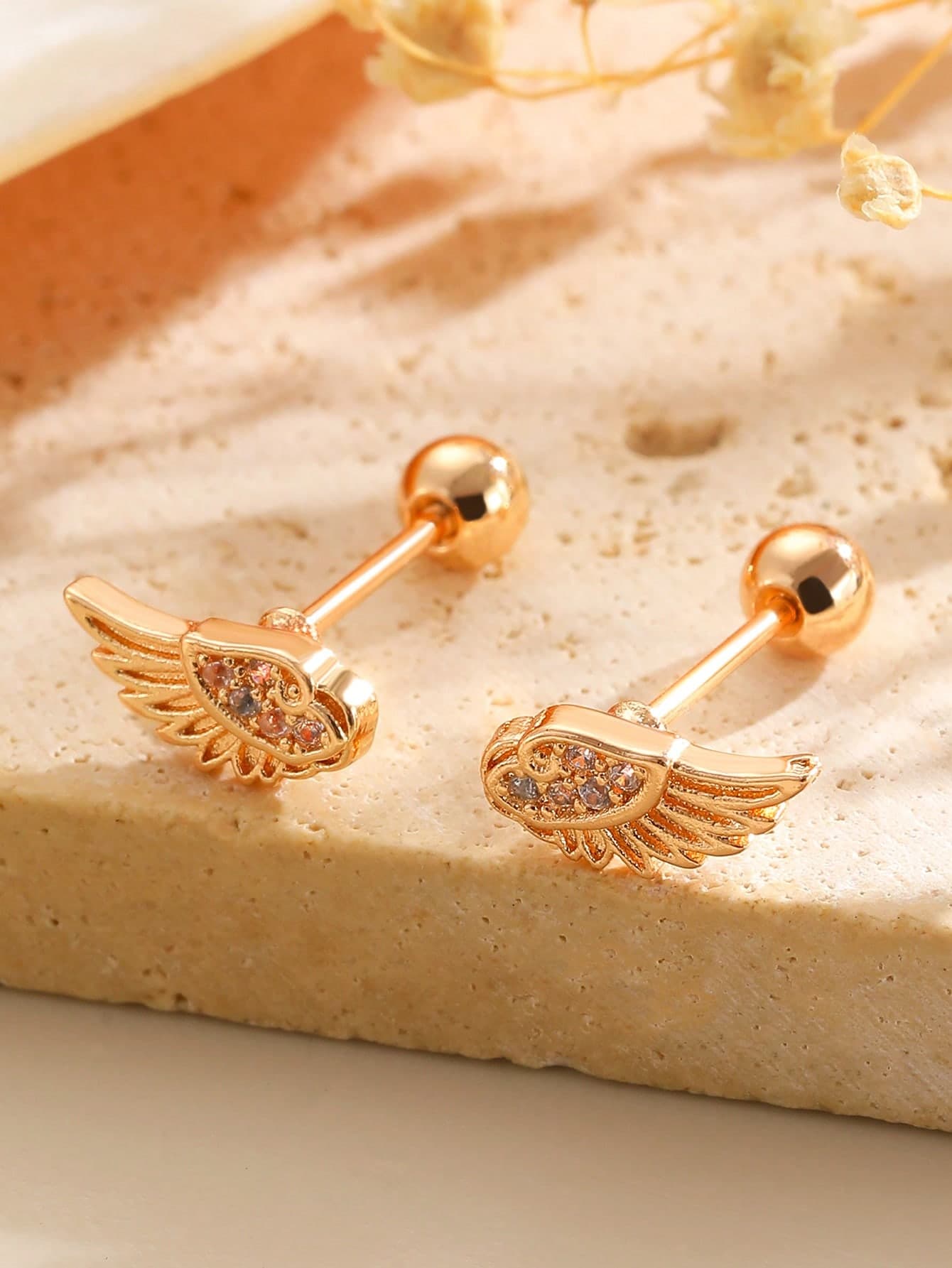 1 Pair New Stylish Angel Wing Rhinestone Earrings, Minimalist Petite Delicate Jewelry, Suitable For Daily, Gathering, Date, Party Wear, Perfect Gift For Friends