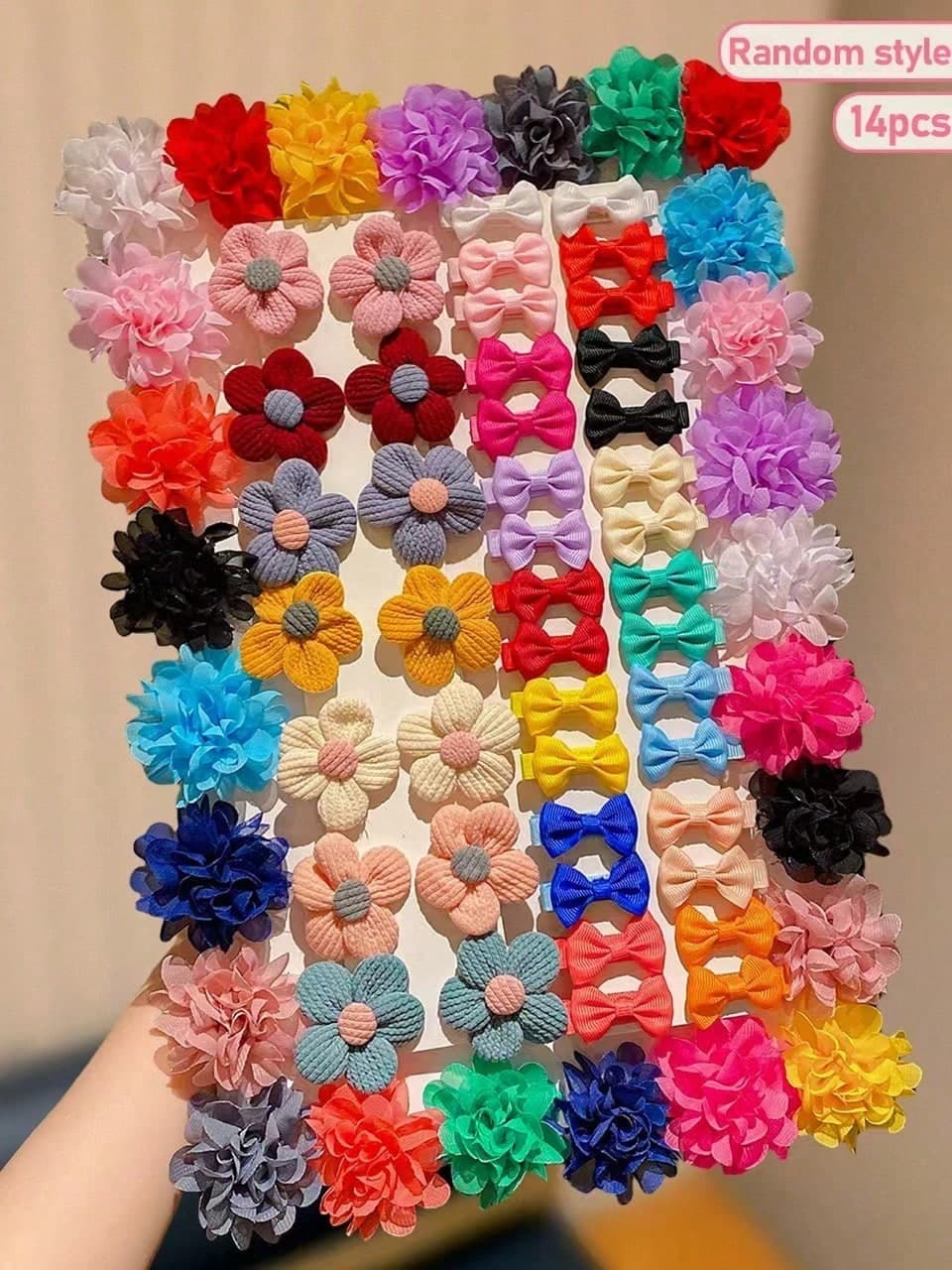 14pcs Y2k Cute Bow Flower Girl Hair Clip, Fashionable Hair Accessory, Gifts For Girls, Things Girls Like, Girl's Bow,Hair Accessories