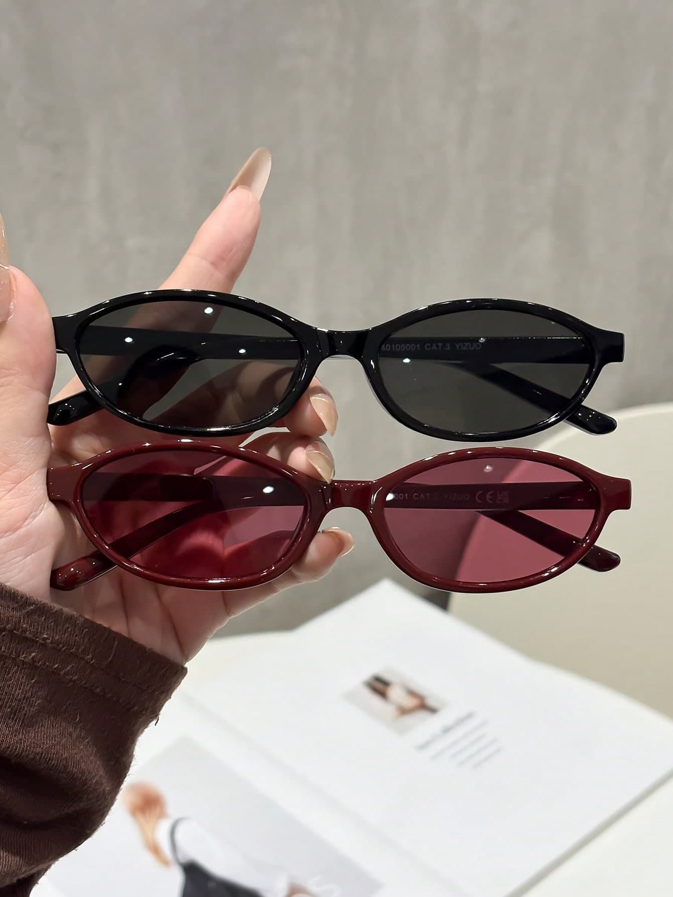 2pcs Vintage Classic Elegant Oval Fashion Glasses, Suitable For Driving, Boating, Camping, Daily Life, Tropical Beach Vacation And More