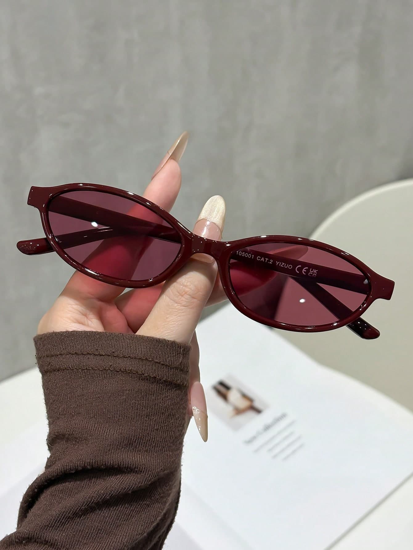 1pc Vintage Elegant Oval Personalized Women's Glasses, Suitable For Driving, Boating, Camping, Daily Life, Tropical Beach Vacation