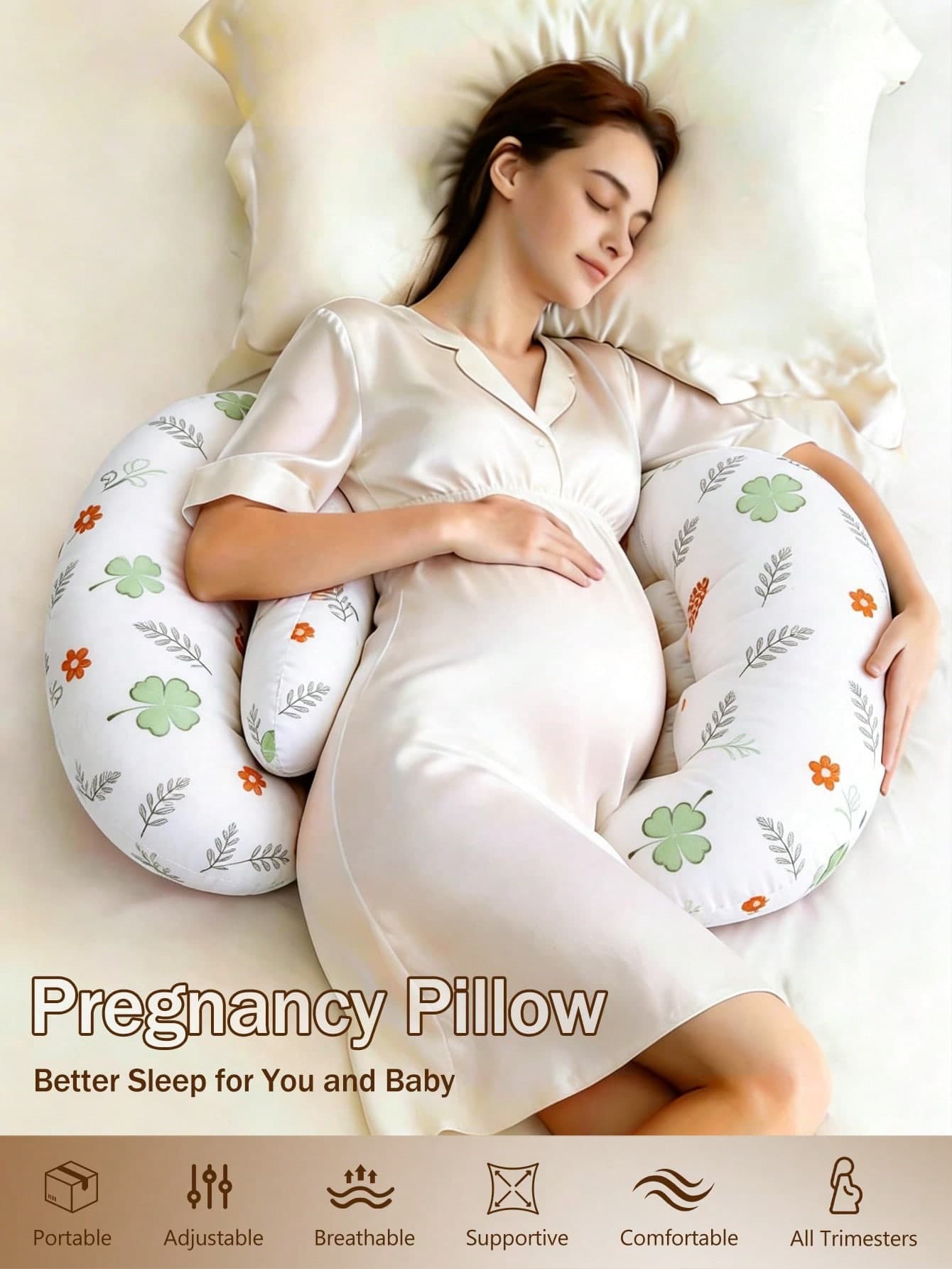 2-In-1 Pregnancy Pillow – Soft Memory Foam Full Body Support For Side Sleepers, Back, Belly, Hips & Legs
