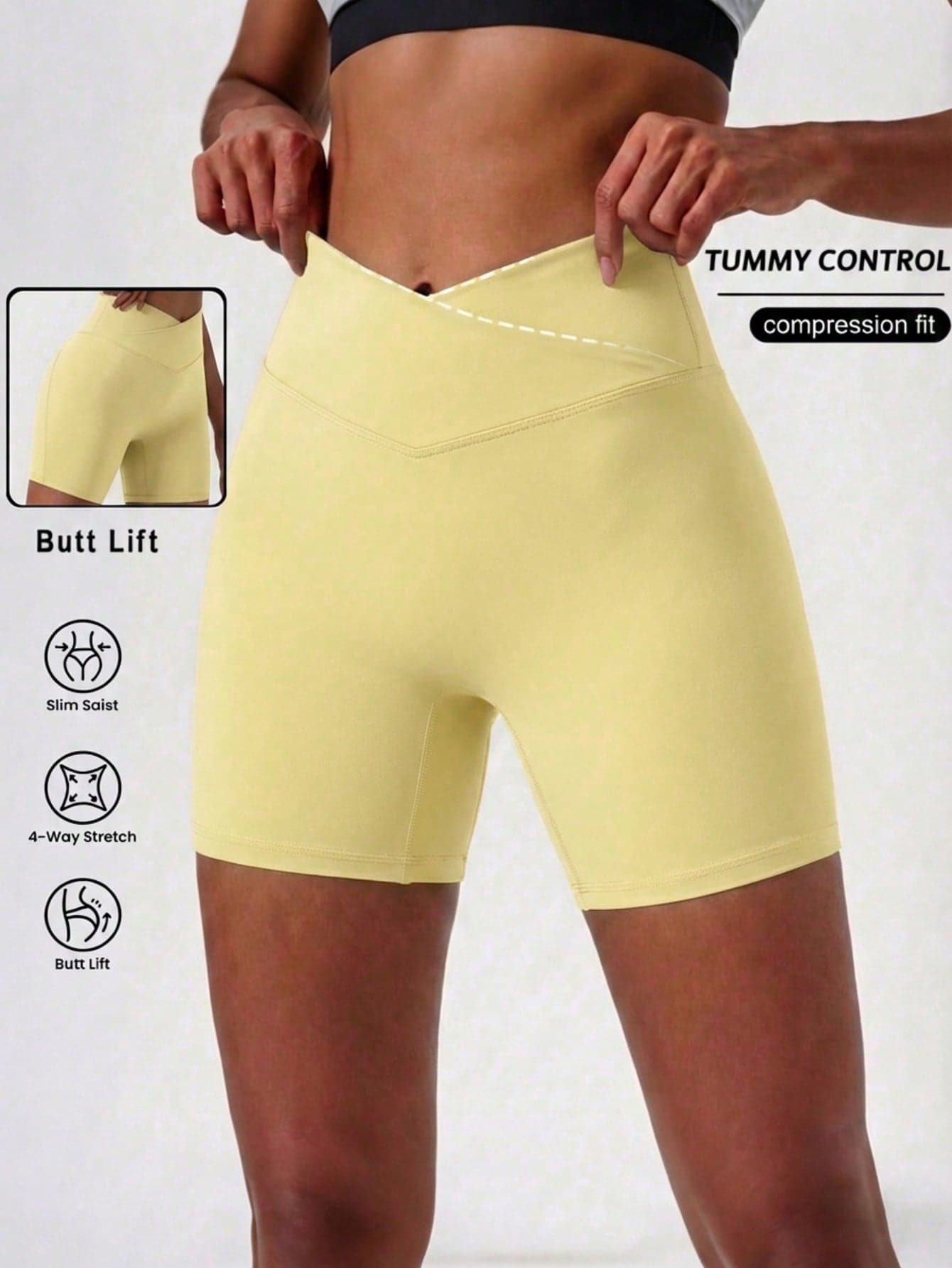 FWH #V-Waist Hot Girl Pants Minimalist V-Cinched Waist Design / Fitted V-Waist Highlighting Waistline / Minimalist Crisp V-Waist Cut Butt-Lifting Effect / Butt-Lifting Cut / Curve-Optimizing Cut Versatile Suitable For Outdoor Wear / Creating Sculpted Look / Suitable For Daily Style Women's Sports Shorts / Shorts / All-Match Shorts Women's V-Cinched Waist Sports Shorts