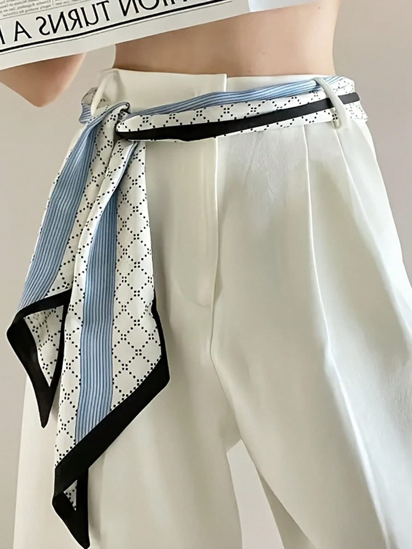 1pc Long Narrow Scarf Sash, Elegant Diagonal Print Versatile Scarf/Tie/Headband/Waistband To Pair With Shirts