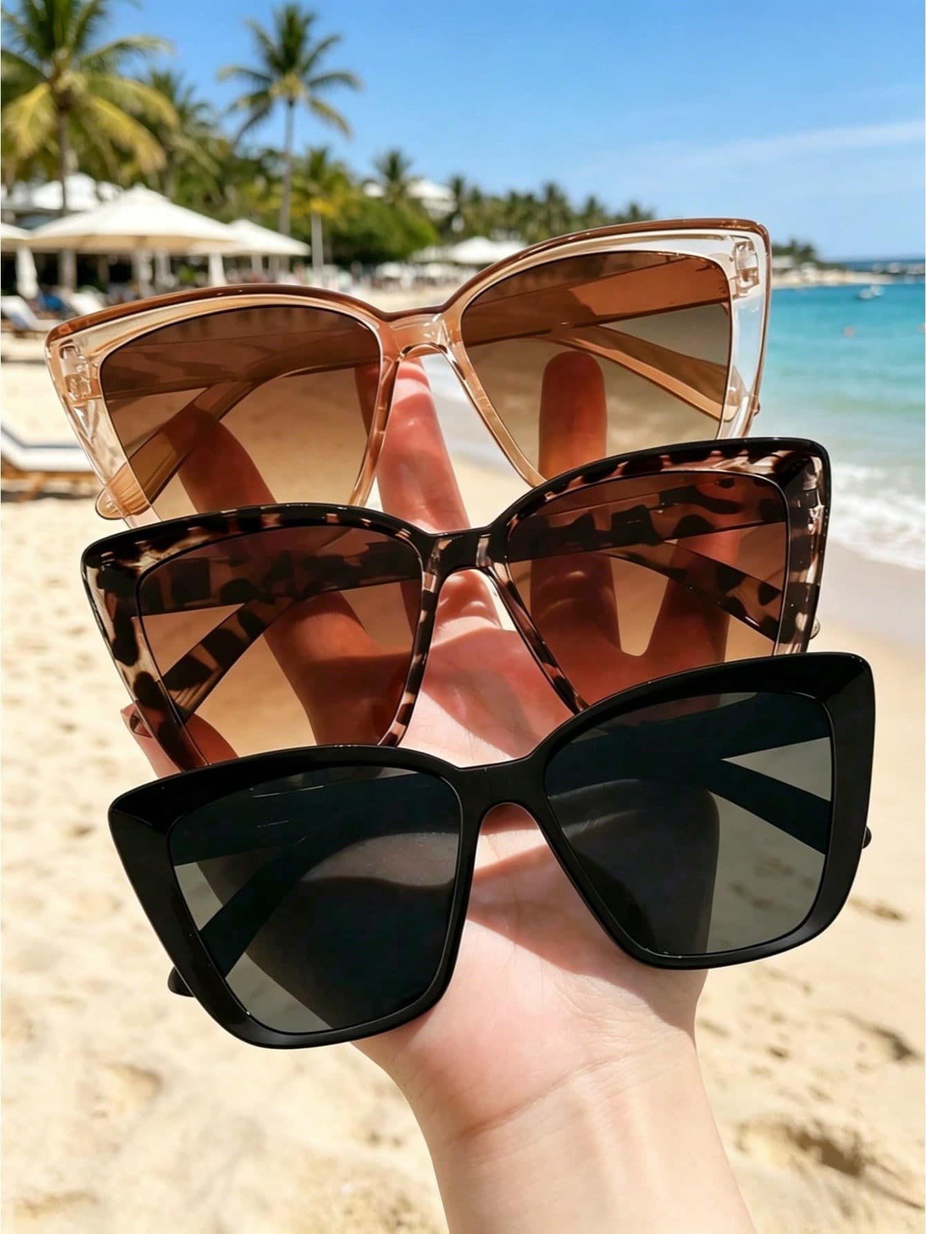 3 Pieceswomen's Multicolor Cat-Eye Fashion Glasses,Y2K Street Accessories,Suitable For Summer Glasses,Back To School,Beach Parties.