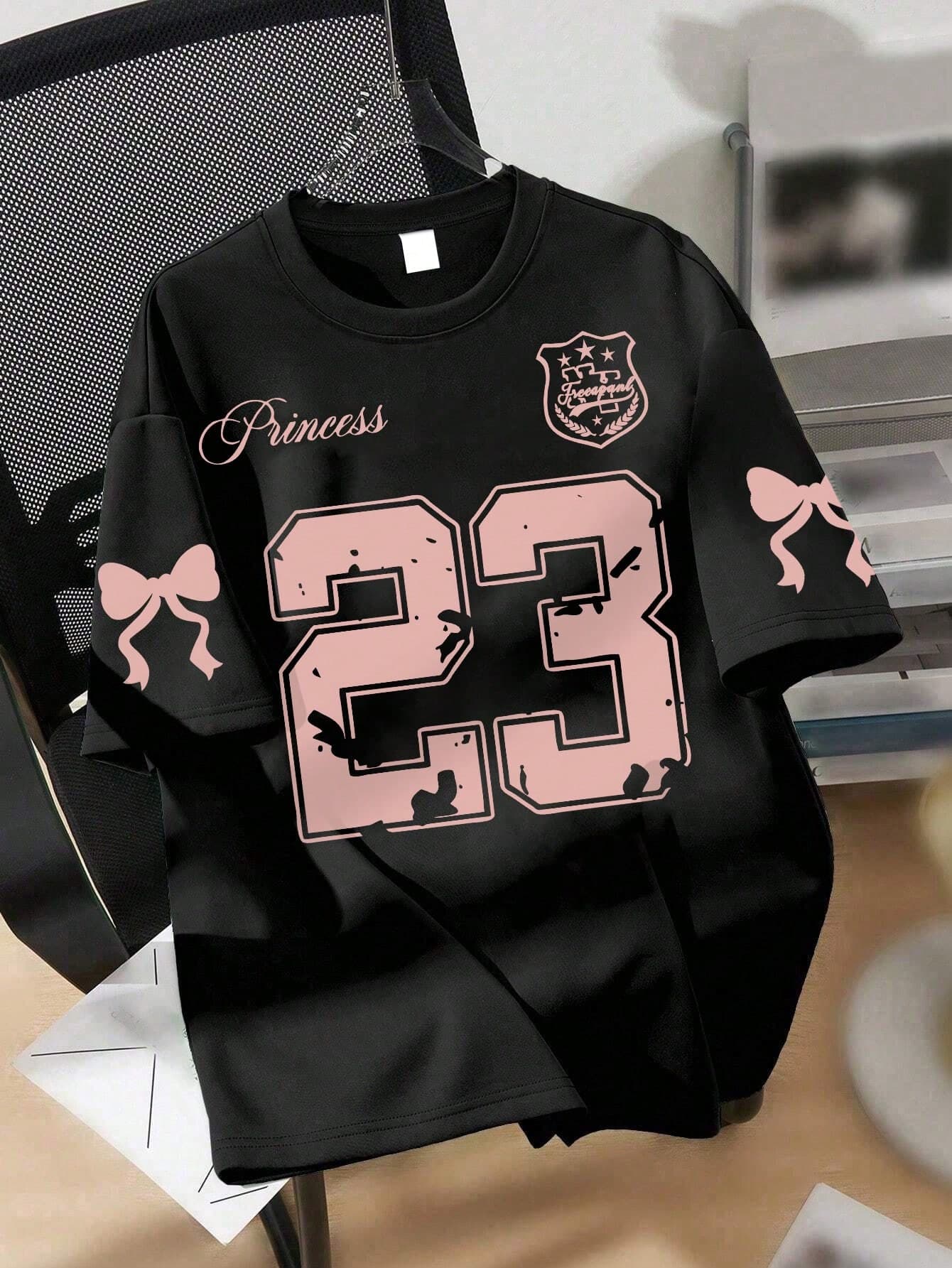 1pc Y2K Style #23 Graphic T-Shirt For Teen Girls, Cute Personalized Design, Soft & Comfortable Fabric, Suitable For Summer School & Casual Wear