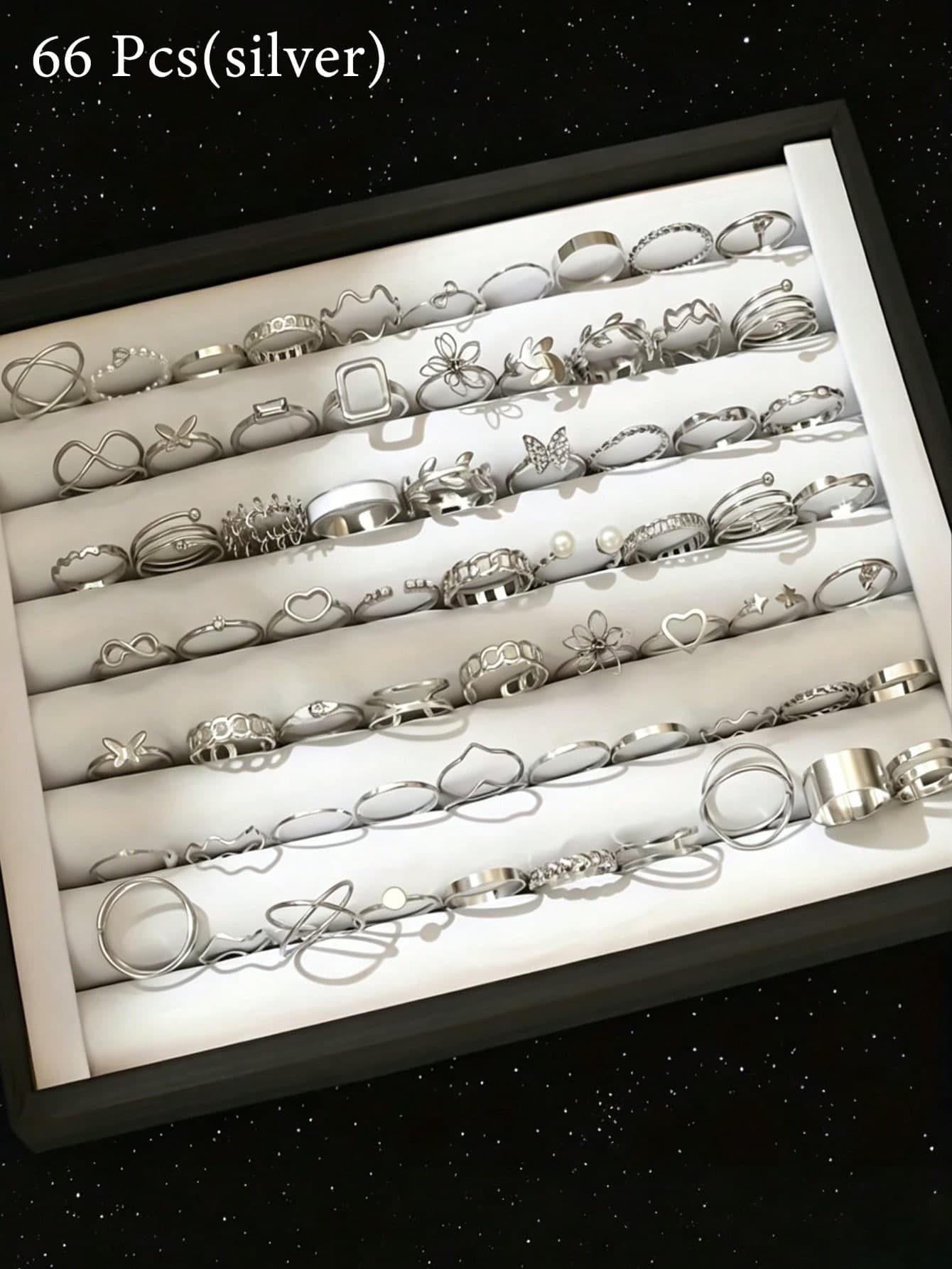 45/22pcs Fashion Butterfly Heart Flower Faux Pearl Rhinestone Metal Thin Ring Set For Women Daily Wear (Random Shipment)