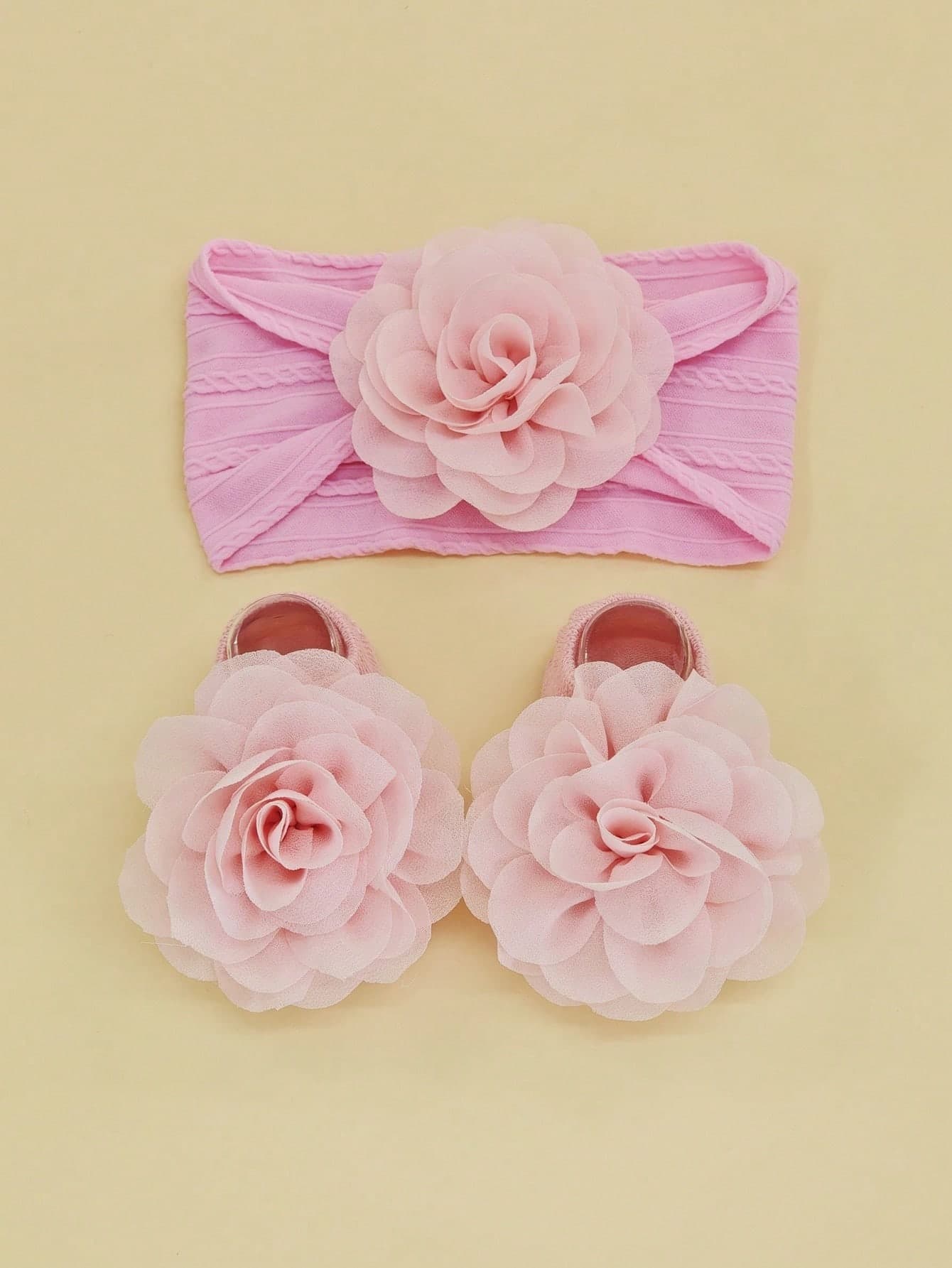1pc Baby Floral Decor Fabric Hair Band & 1pair Socks Love Valentine