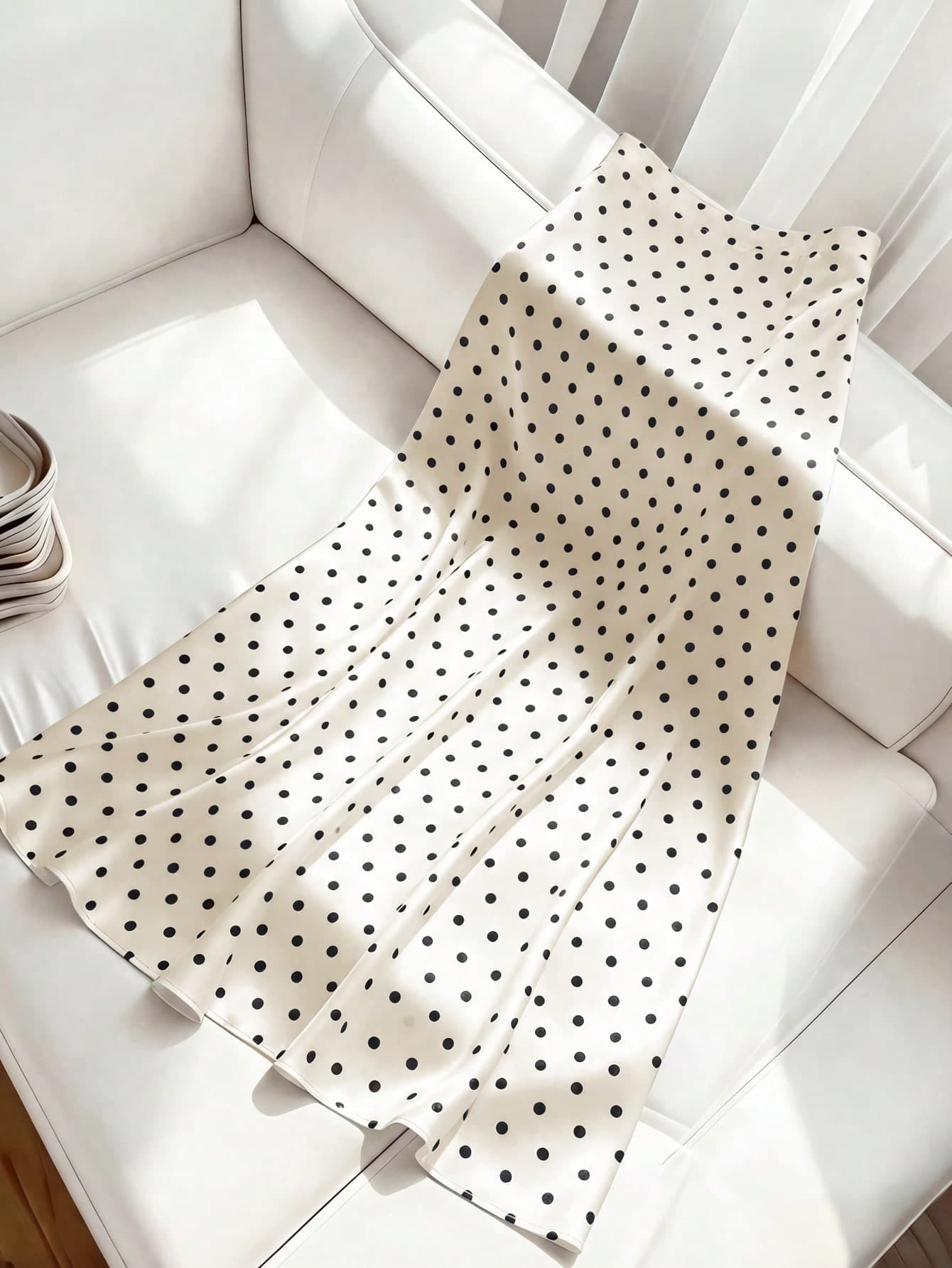 Women's White Polka Dot Skirt, Spring/Summer Ladies Apparel, Vacation Skirt. Polka Dot, Polka Dot Skirt, White Skirt, Elegant Ladies Skirt, Casual Maxi Skirt, High Waist Fitted Skirt, Party Skirt, Women's White Skirt, Spring Clothing, Summer Clothing.