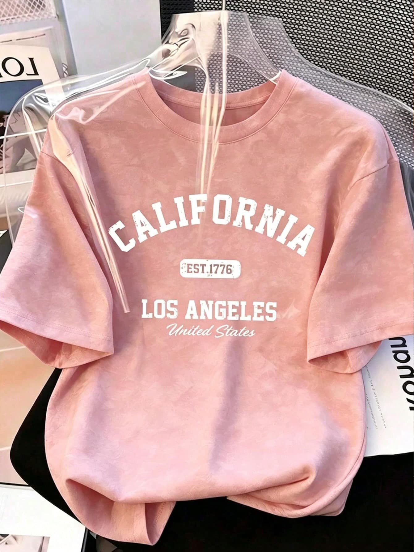 Sweet & Spicy Style Sakura Pink Ombre Short Sleeve T-Shirt, Korean Loose Letter Print Tee, Ins Aesthetic Casual Summer