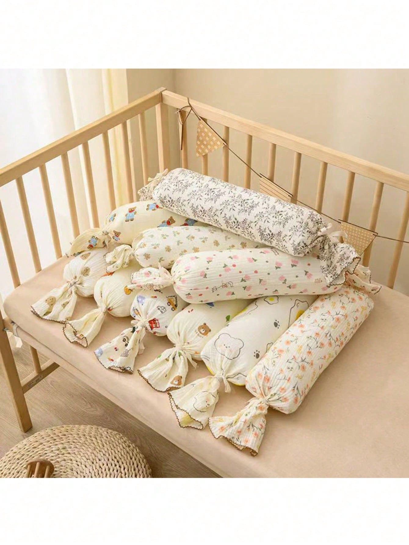 Baby Comfort Pillow Baby Sleep Long Knitted Cotton Cylinder Pillow Children's Side Sleep Anti-Vomiting Milk Pillow