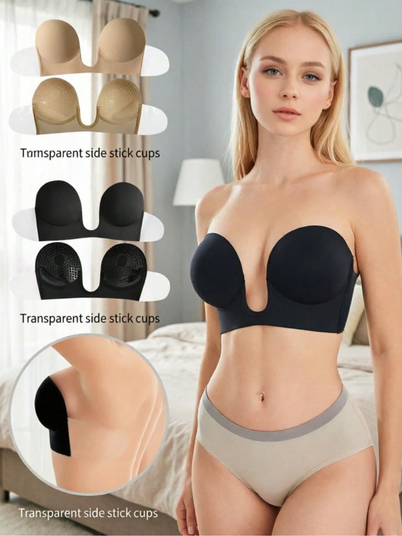 Women's Backless Sexy U-Shaped Self-Adhesive Bra Breast Petals, Invisible Lift And Enhance, Full Coverage, Suitable For Wedding Photography