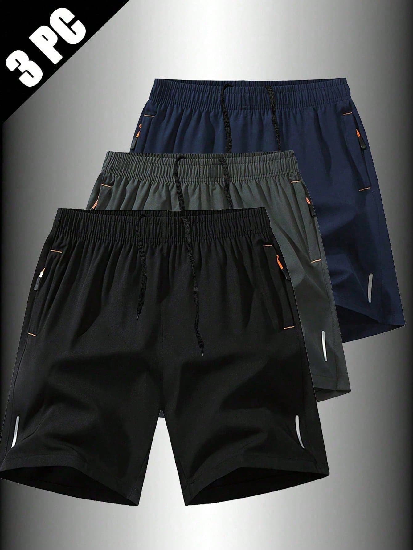 3pcs Men's Simple Loose Fit Summer Thin Quick-Dry Shorts Casual Plus Size Fashion Sports Shorts, 2026 World Cup Quick-Dry Sports Style