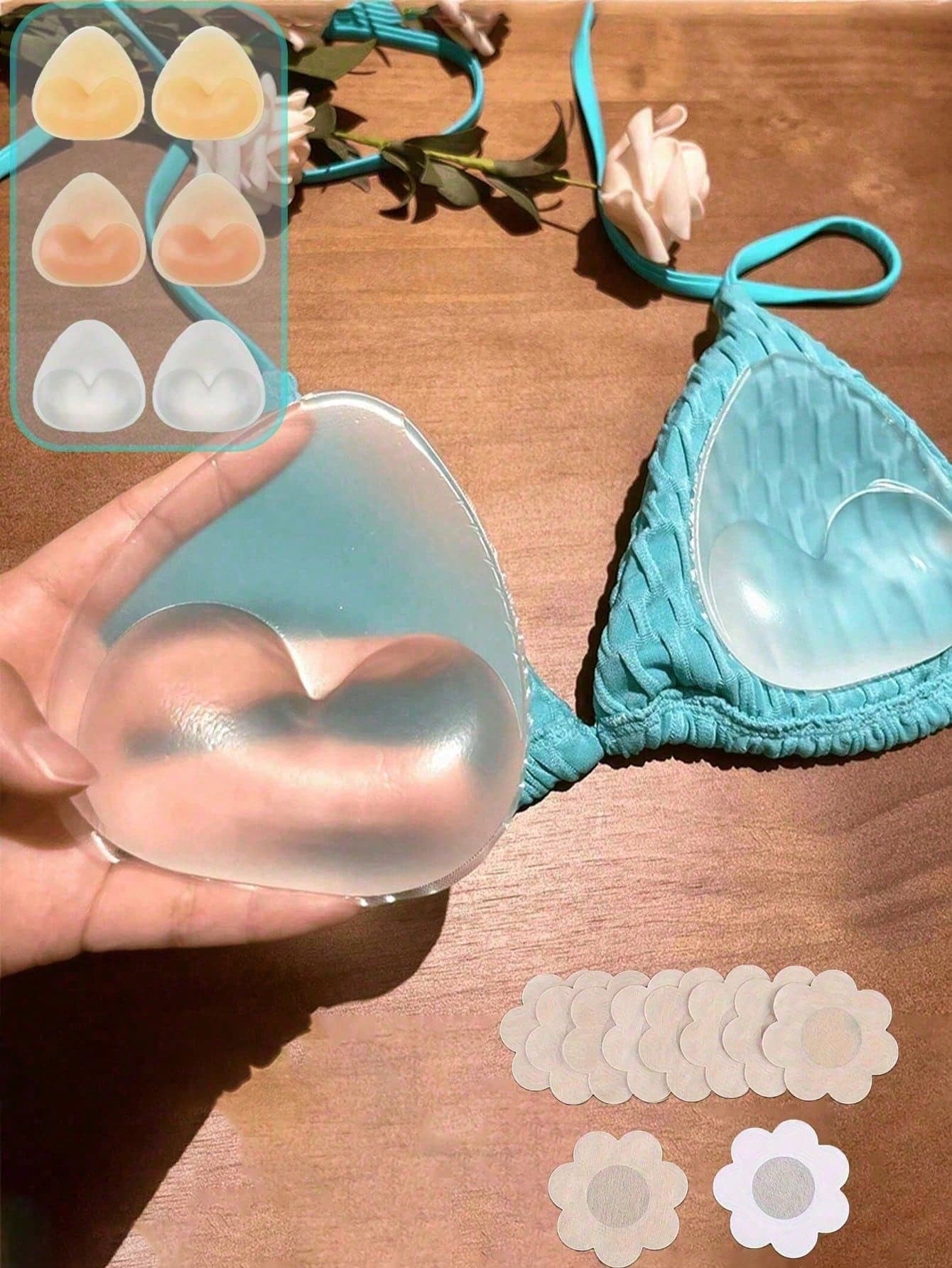 3 Pairs Elegant Waterproof Breast Pads - Thickened Sponge Lining, Suitable For Swimwear And Lingerie, Enhance Bust Contour, Hand Wash, Beach & Pool Essential