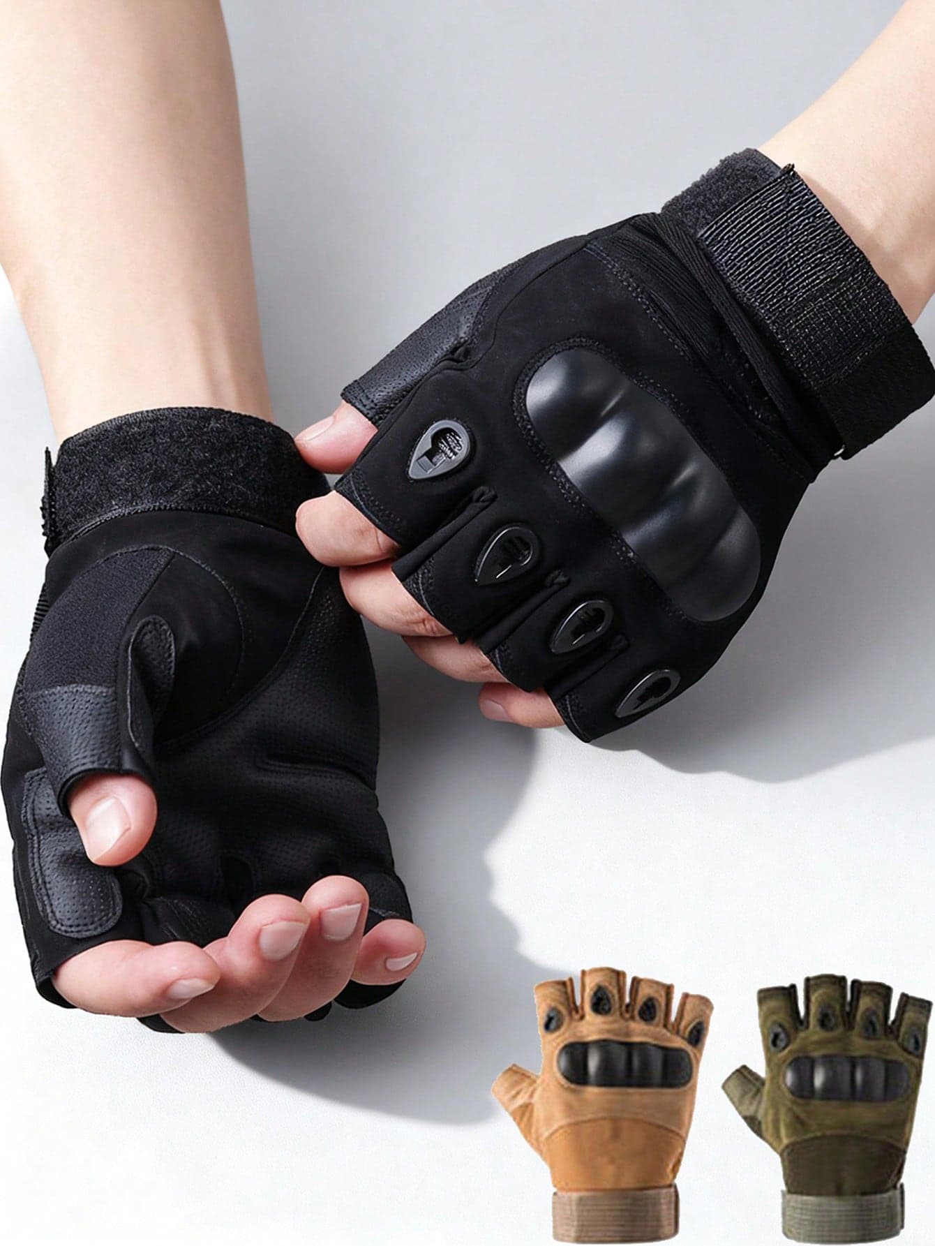 Knuckle Protection Fingerless Gloves Lightweight Fingerless Tactical Gloves Breathable Motorcycle Gloves For Men Women Military Gloves For Outdoor Hunting Motorcycling Climbing Cycling Hiking Bicycle Riding Camping Sport Gym Essential Accessories
