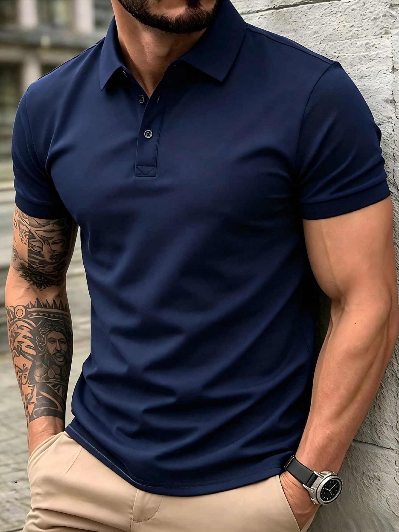 Men's Summer Lightweight Fabric Polo Shirt | Fitted Short Sleeve Solid Color Collared Top, Suitable For Daily, Commuting, Office, Light Sports And Beach Wear