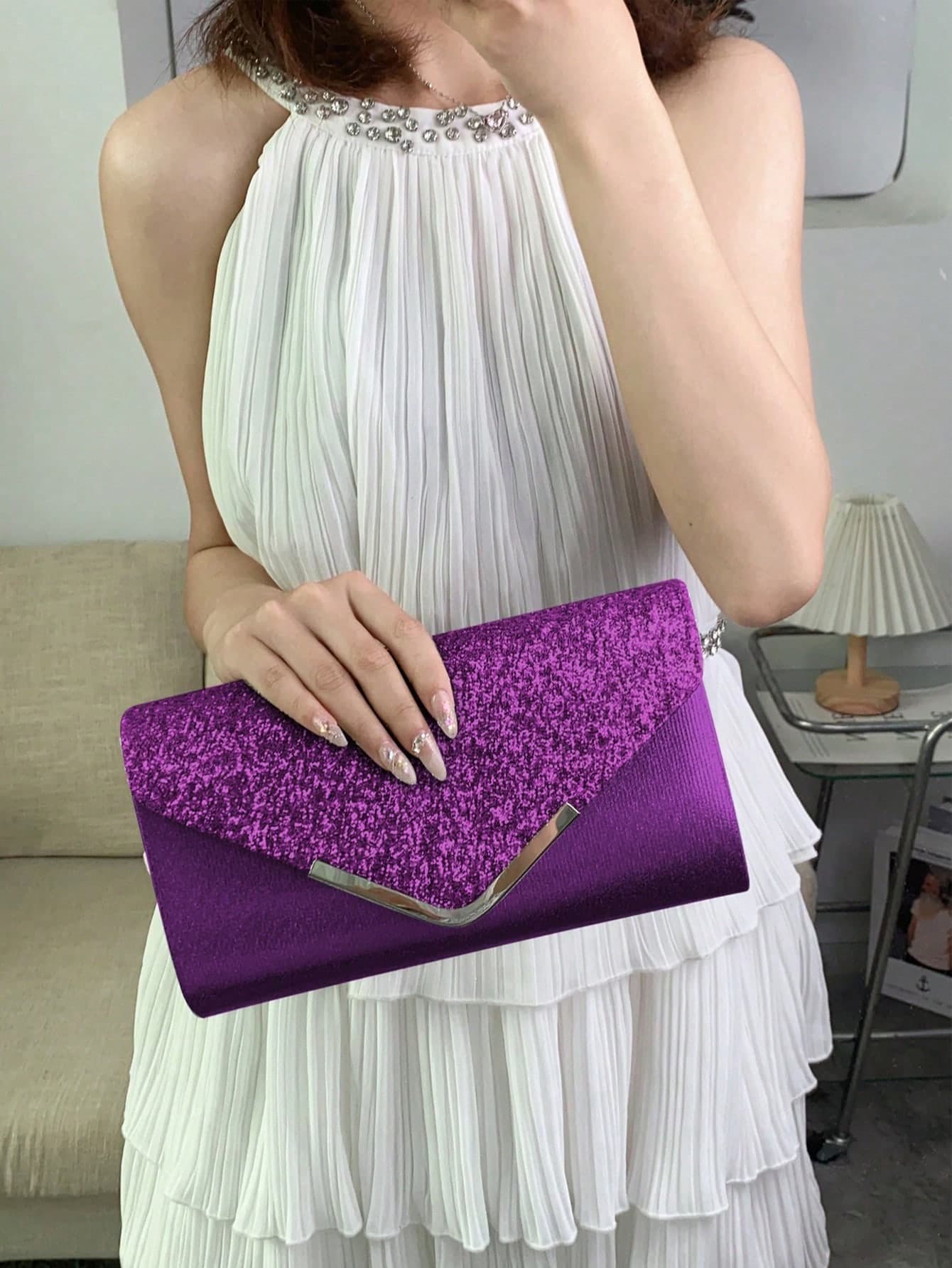 REMANLAND Shiny, Elegant And Fashionable Purple Envelope Clutch, Suitable For Parties, Weddings, Galas And Other Occasions, A Perfect Gift For Women