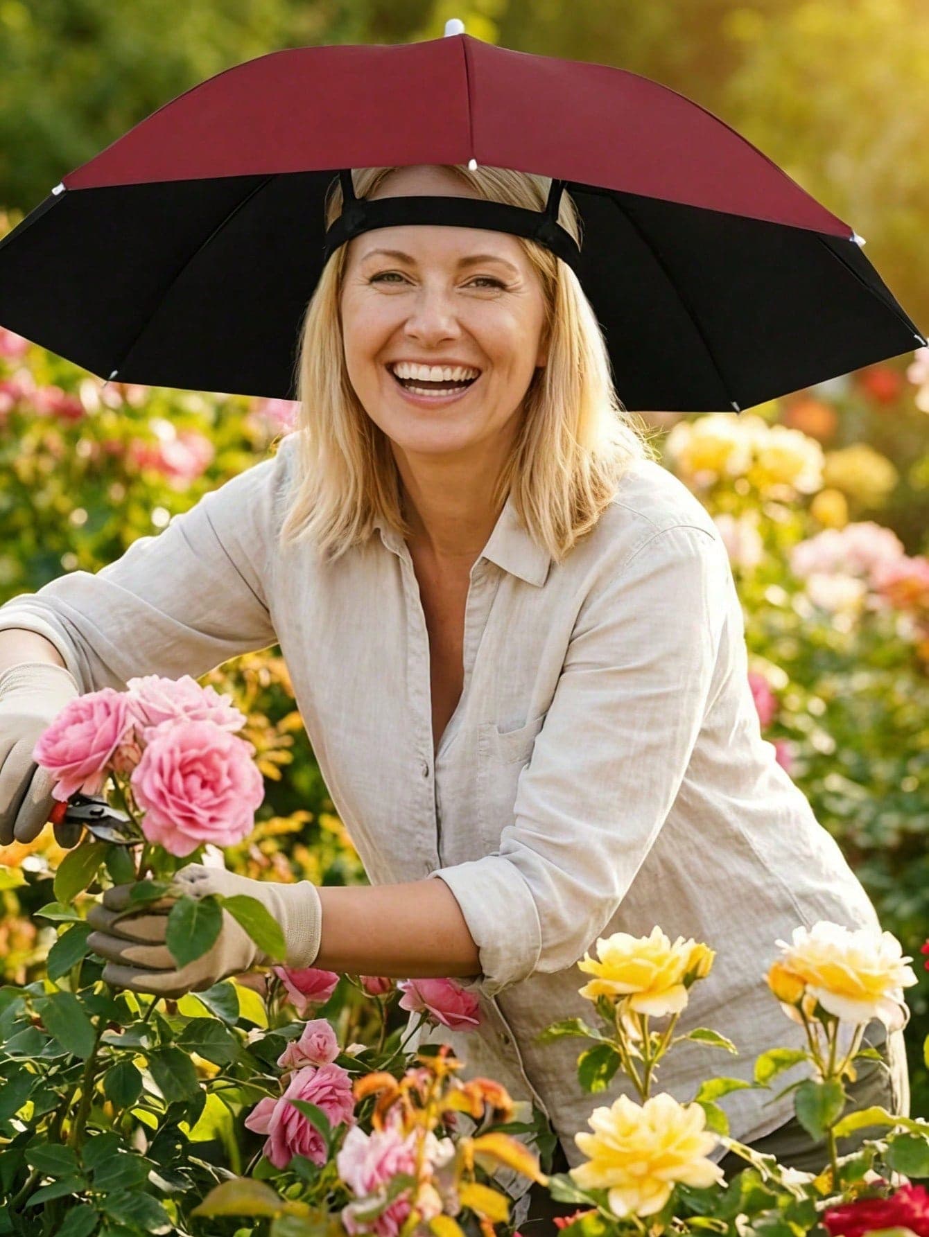Hands-Free Sun Umbrella Hat, Foldable Head-Mounted Sun Umbrella, Outdoor Sun Protection Umbrella, Portable Hat Umbrella, Essential For Summer, Travel, Fishing, Hiking, Camping, Gardening, Beach, Vacation