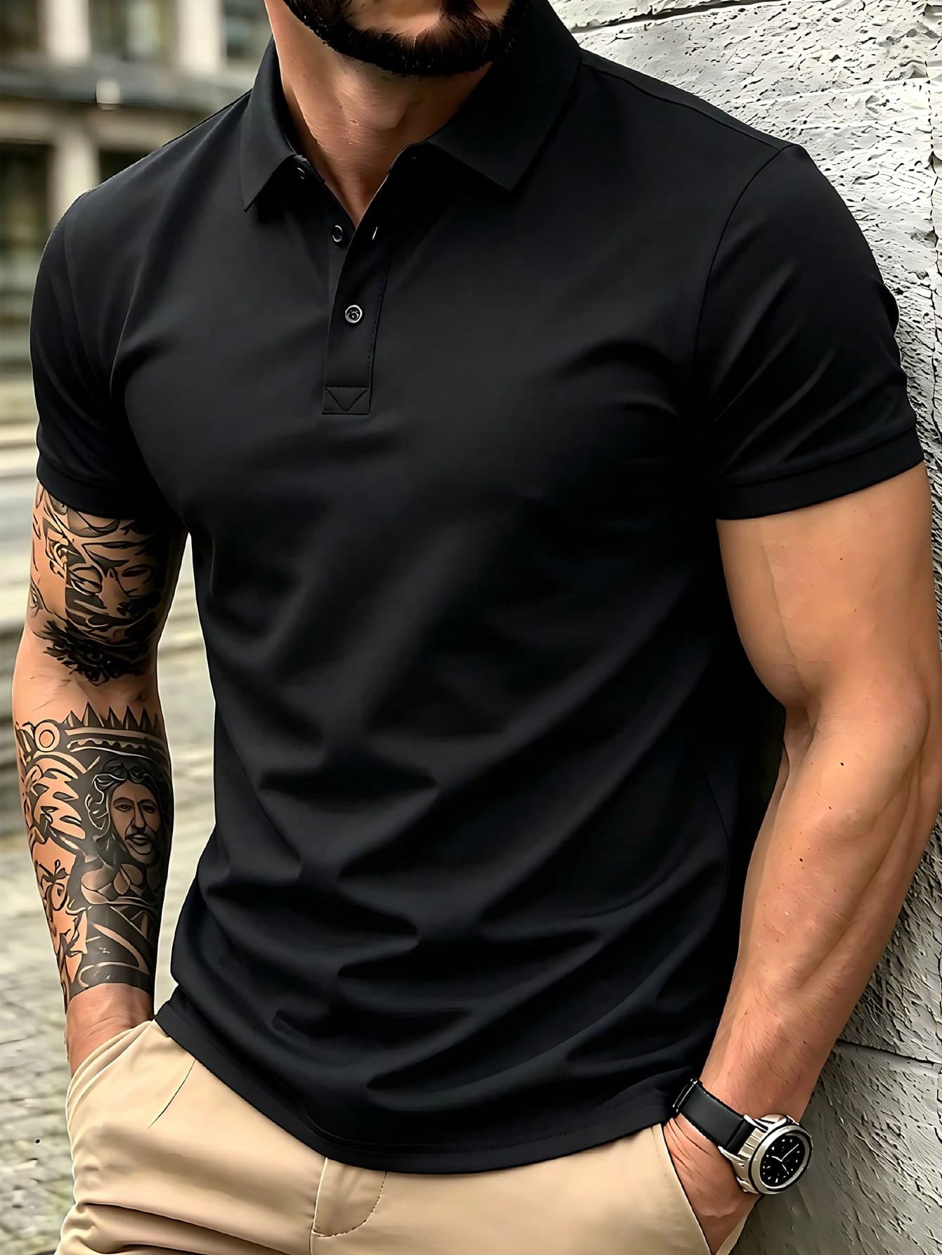 Men's Summer Lightweight Fabric Polo Shirt | Slim Fit Short Sleeve Solid Color Collared Top, Suitable For Daily, Commute, Office, Light Sports And Beach Wear