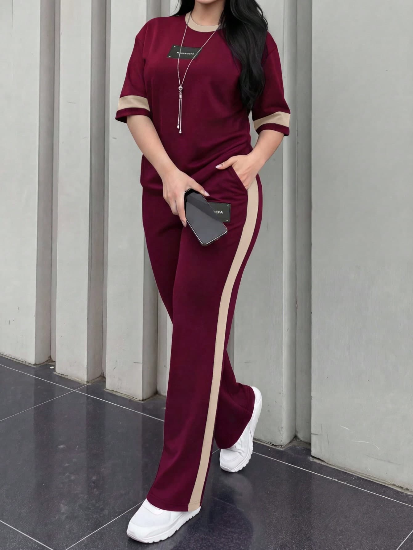 Women's New Round Neck Short Sleeve T-Shirt And Elastic Waist Loose Pants 2 Pieces Set, Casual Daily Wear, Spring/Autumn Summer Elegant