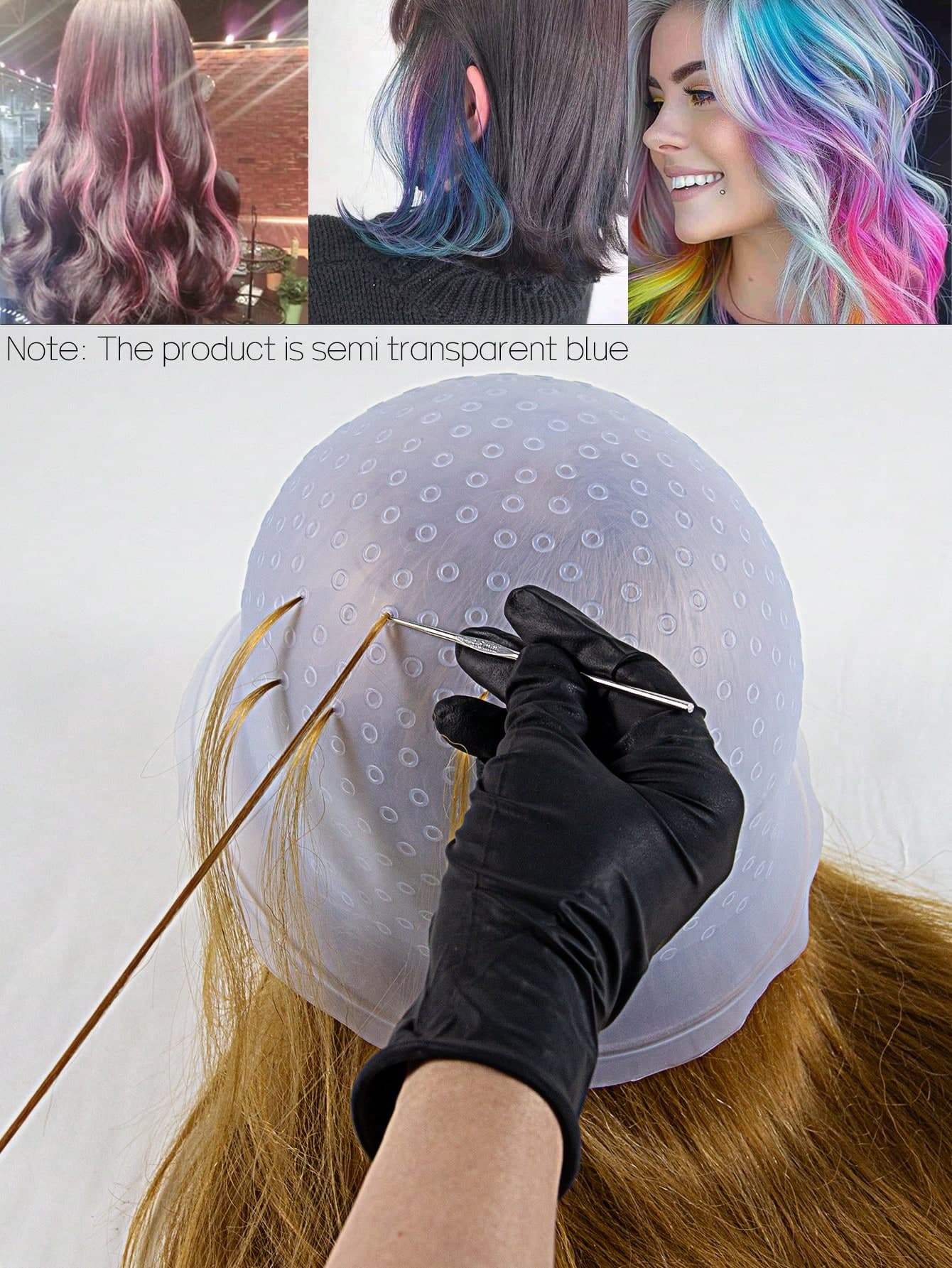 1pc Reusable Silicone Highlighting Cap Kit - Professional Hair Dye Frosting Cap With Metal Hook For DIY Balayage & Natural Sun-Kissed Highlights, Summer Travel Essential & Father's Day Gift For European Women & Men